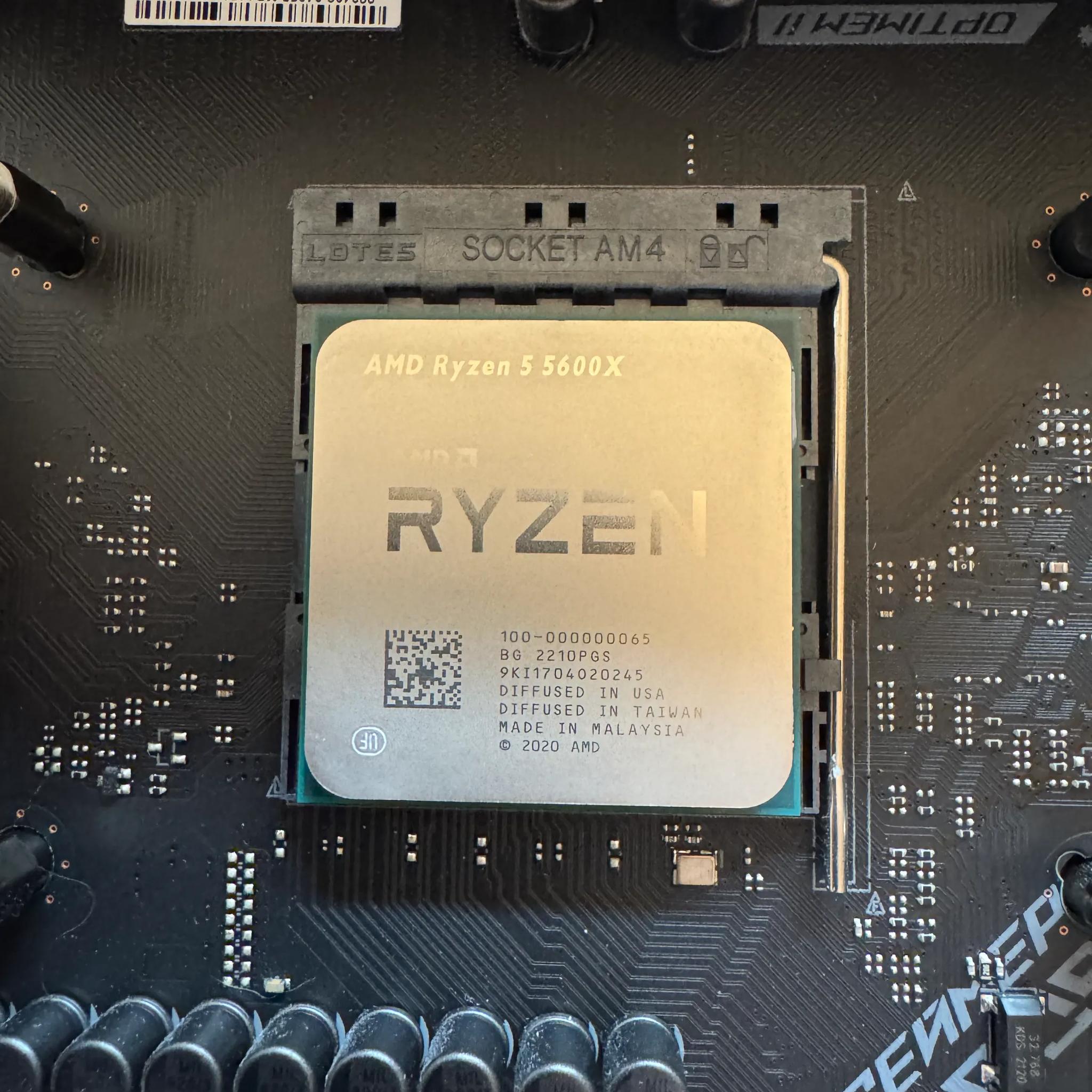 ROG STRIX B550 With Ryzen 5600x and 32gb of ddr4 memory.