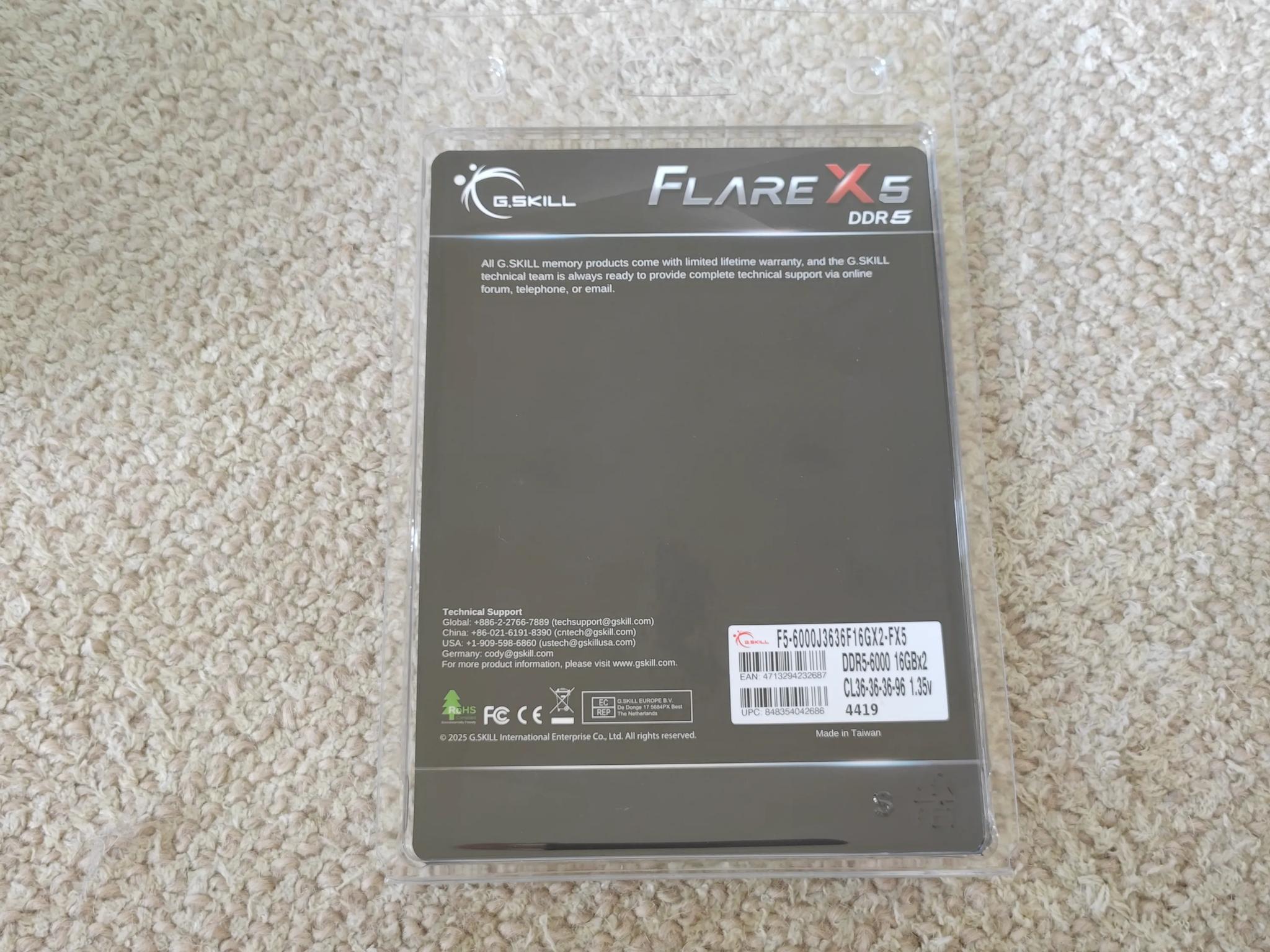 G.SKILL Flare X5 Series 32GB (2x16GB) DDR5 6000MHz CL36 RAM F5-6000J3636F16GX2-FX5