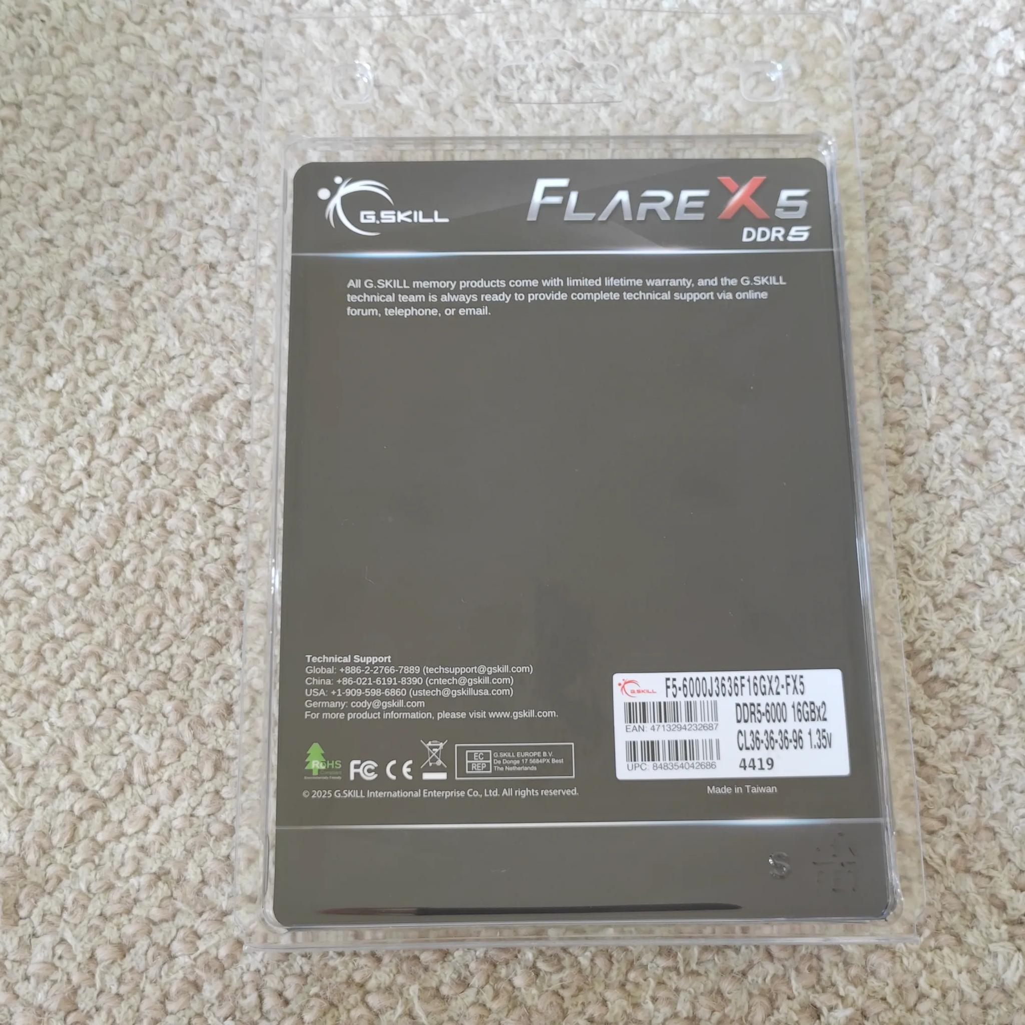 G.SKILL Flare X5 Series 32GB (2x16GB) DDR5 6000MHz CL36 RAM F5-6000J3636F16GX2-FX5