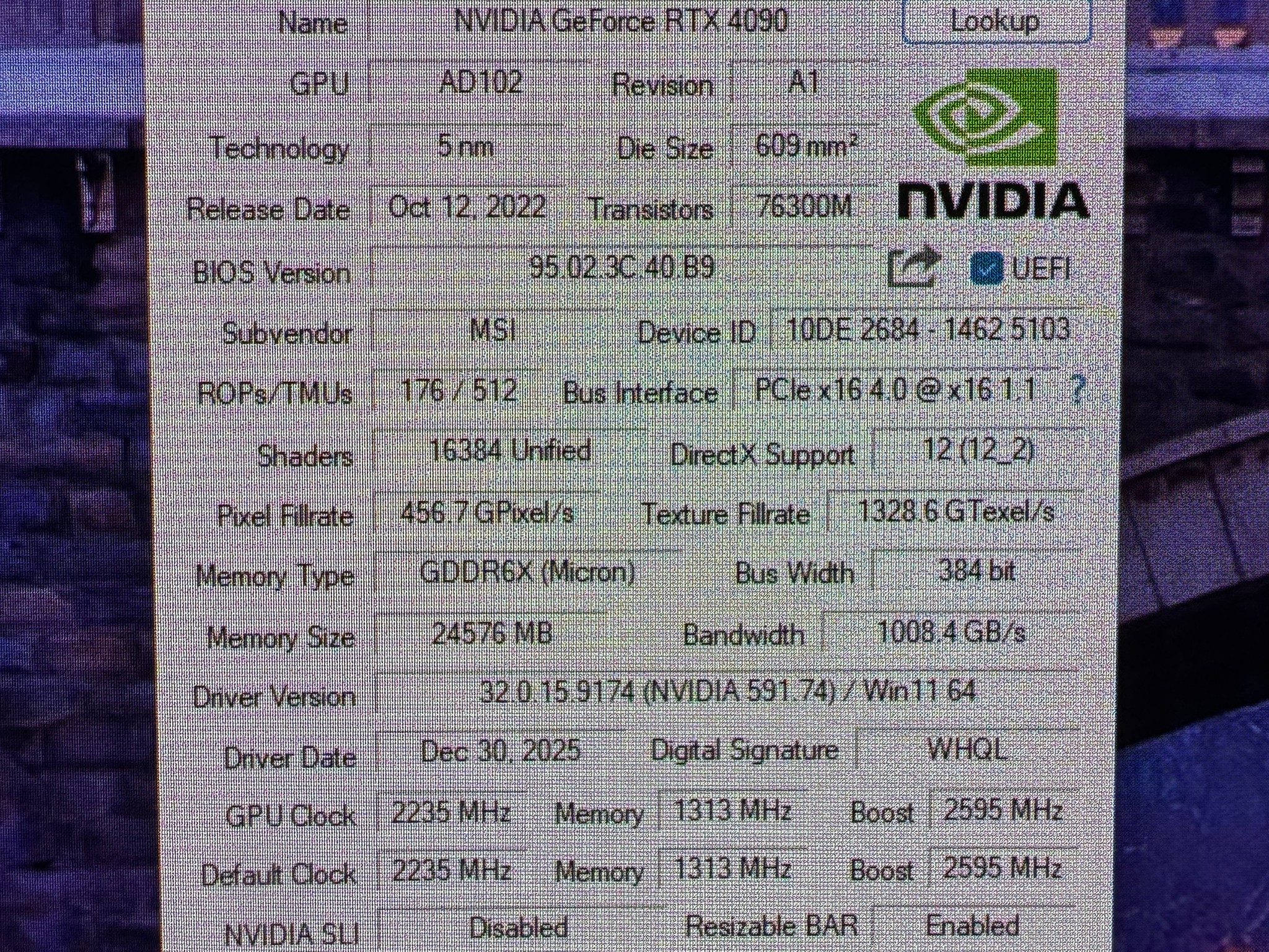 MSI Gaming GeForce RTX 4090 24GB GDDR6X