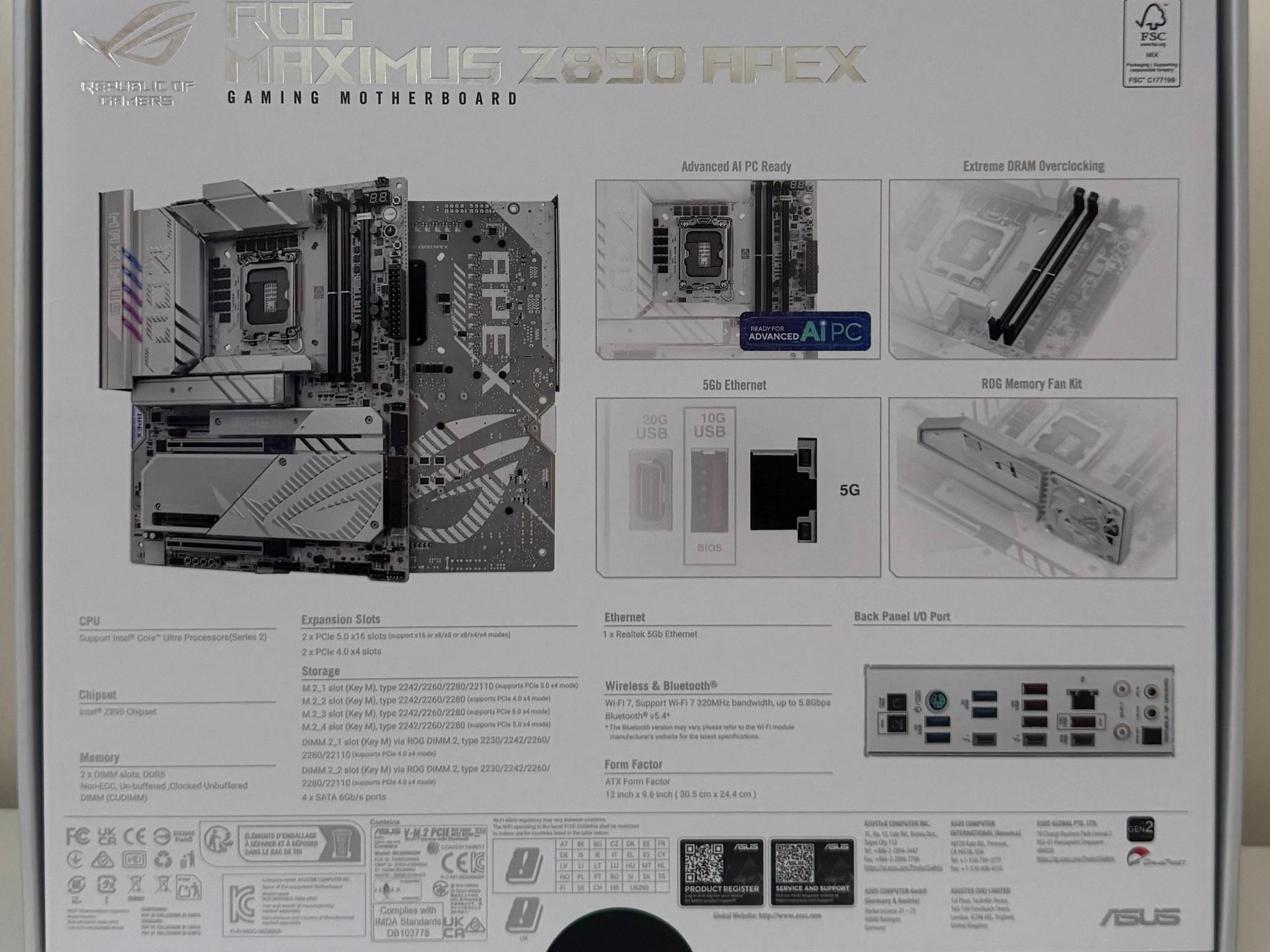 New ASUS ROG MAXIMUS Z890 APEX Intel Z890 LGA 1851 ATX Motherboard - DDR5, WiFi 7, PCIe 5.0