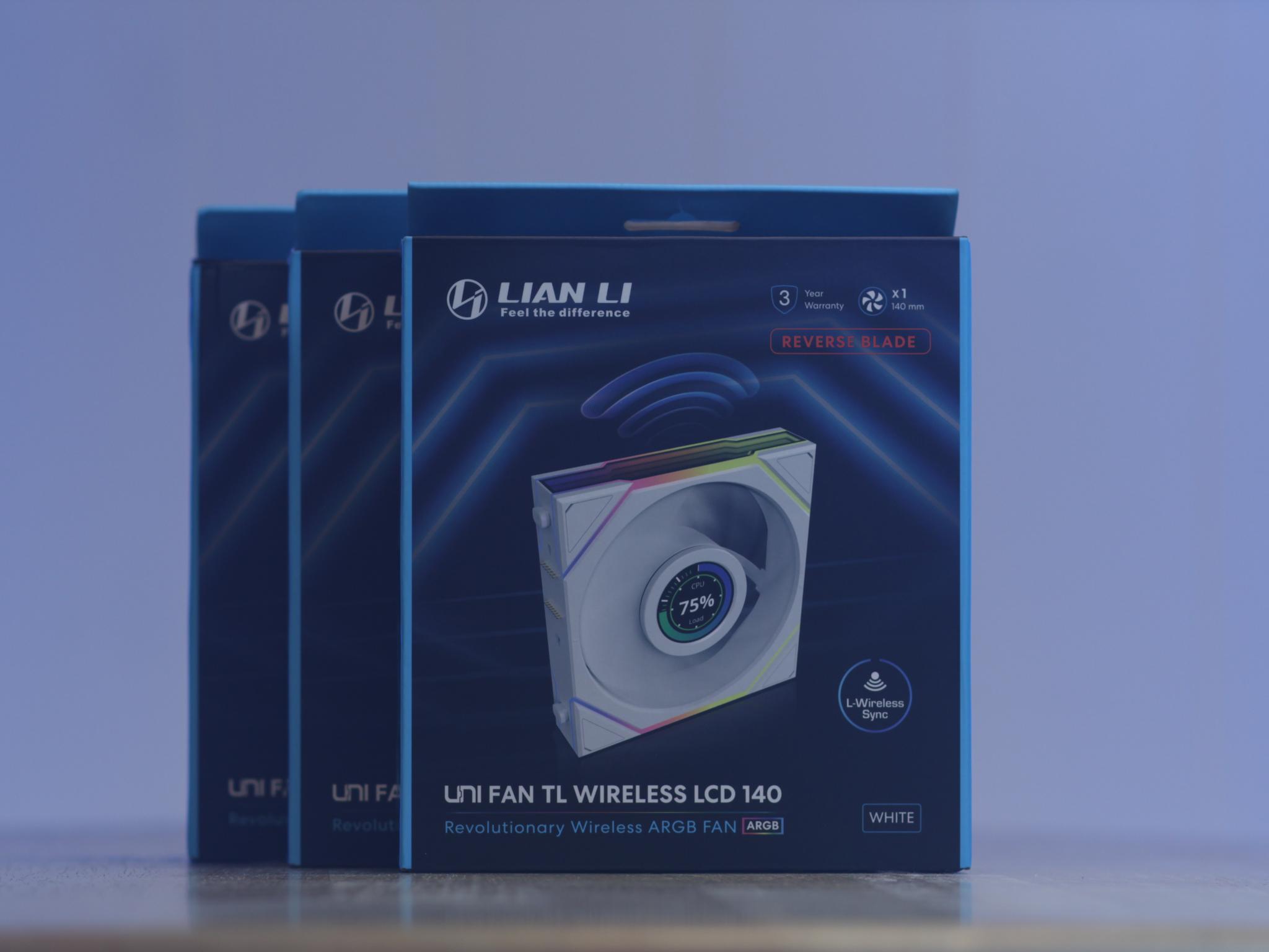 Lian Li 3-Pack UNI FAN TL Wireless LCD 140 ARGB Reverse Blade + L-Wireless Controller (White)
