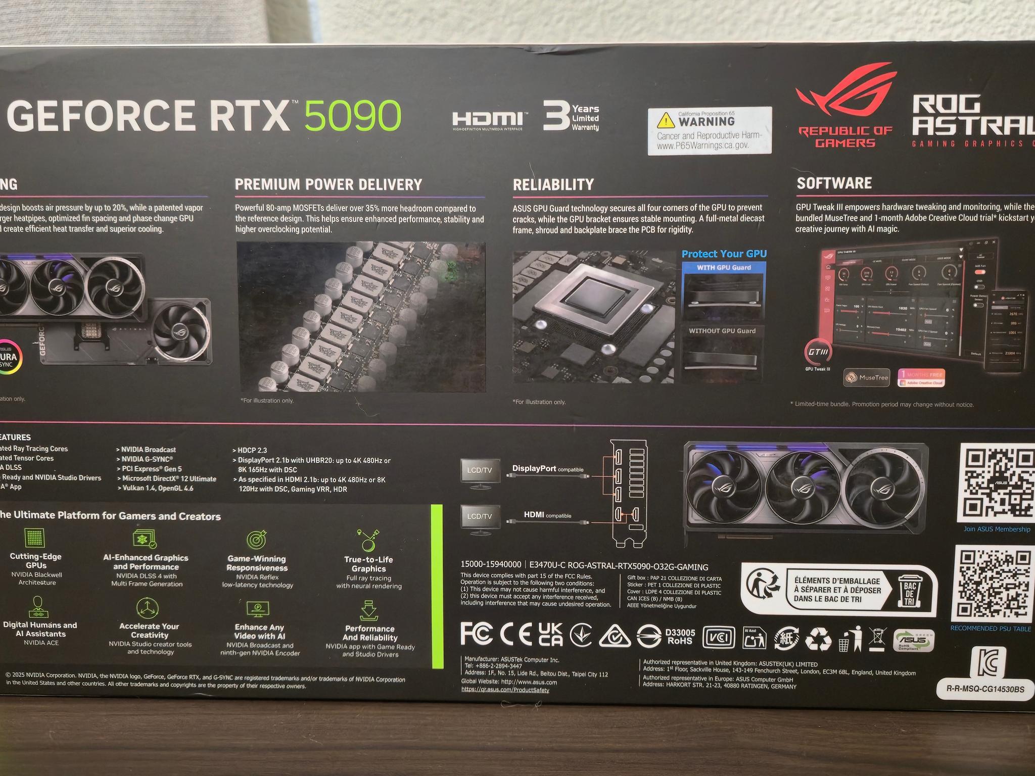 ASUS ROG Astral GeForce RTX 5090 32GB GDDR7 OC Edition