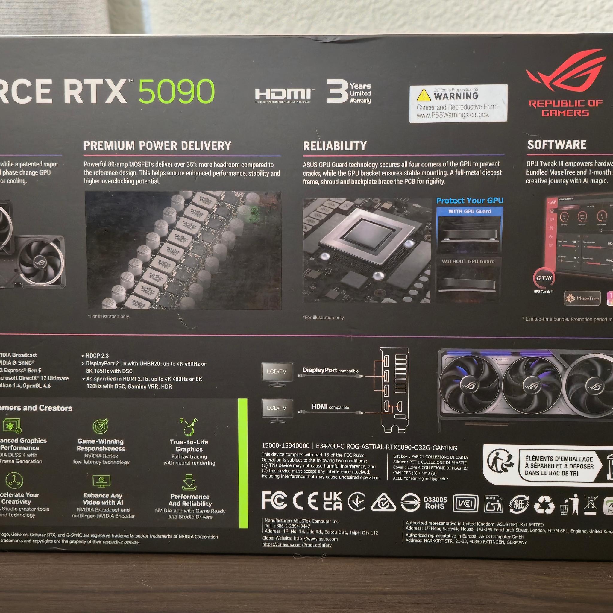 ASUS ROG Astral GeForce RTX 5090 32GB GDDR7 OC Edition
