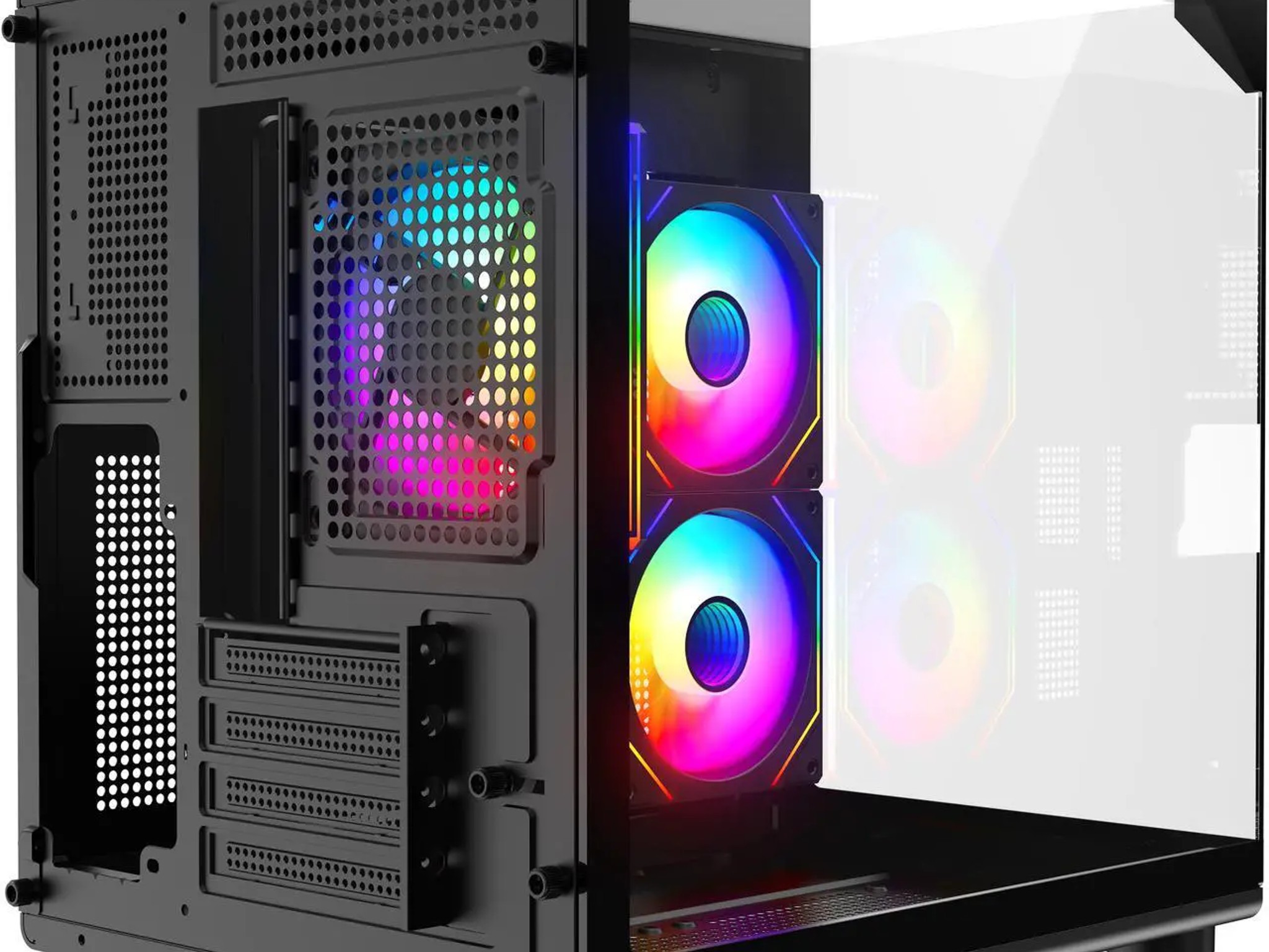 3 glass panel infinity fan case x3 120mm fans