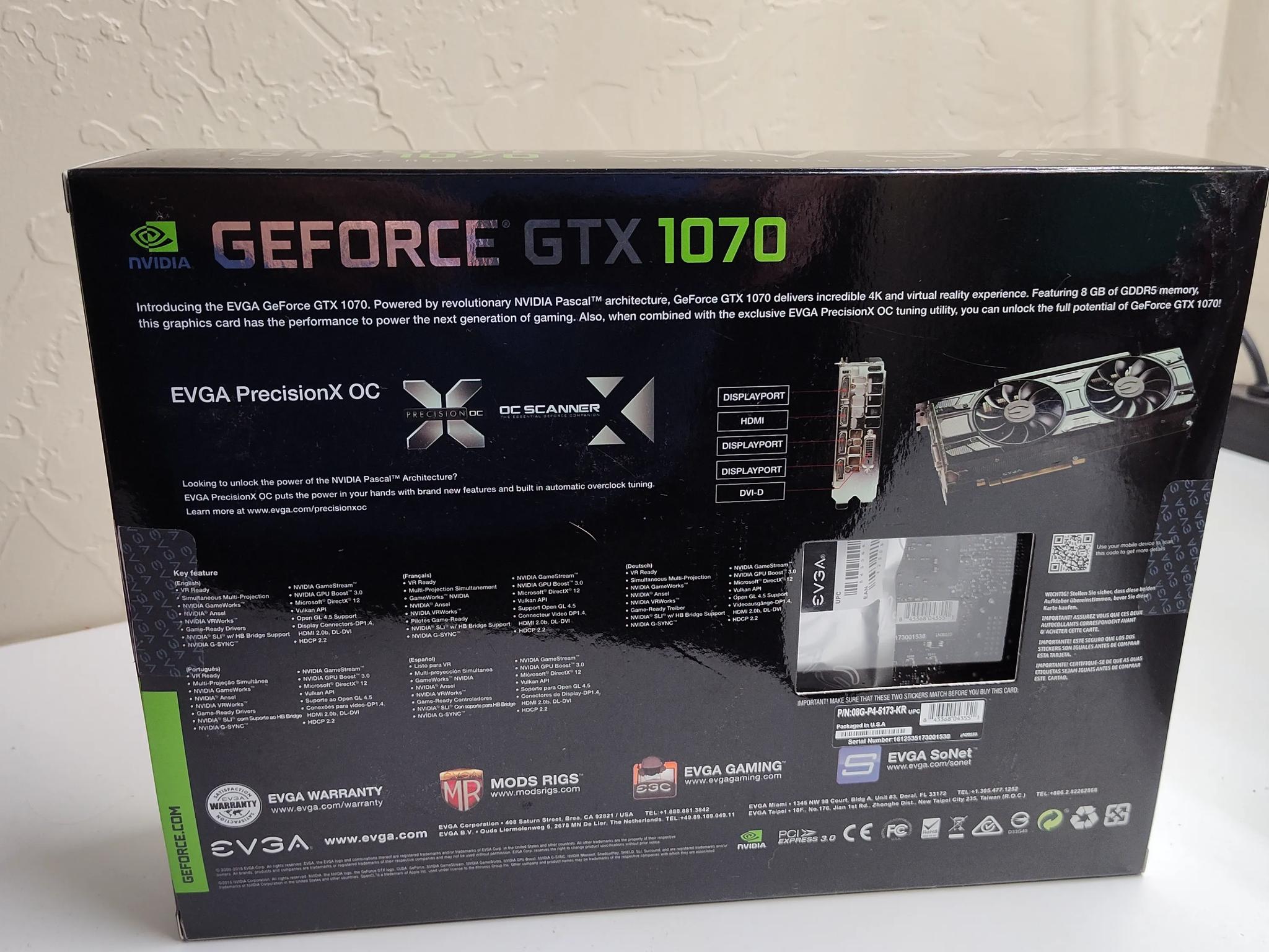 EVGA GeForce GTX 1070 SC Gaming ACX 3.0 Black Edition