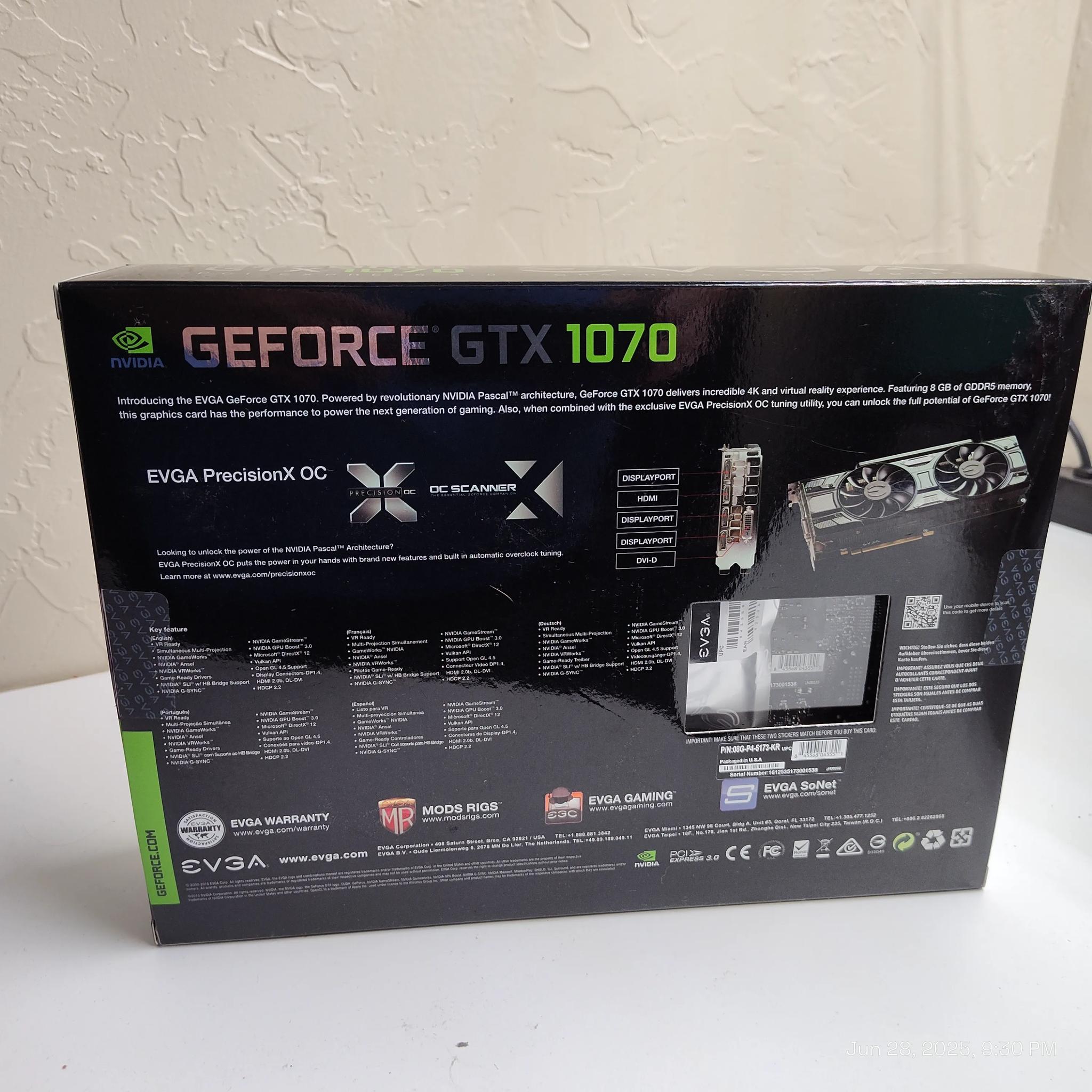 EVGA GeForce GTX 1070 SC Gaming ACX 3.0 Black Edition