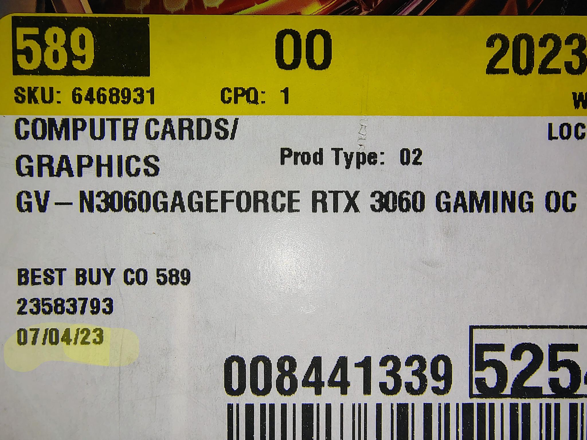Like New Gigabyte Gaming RTX 3060 12GB