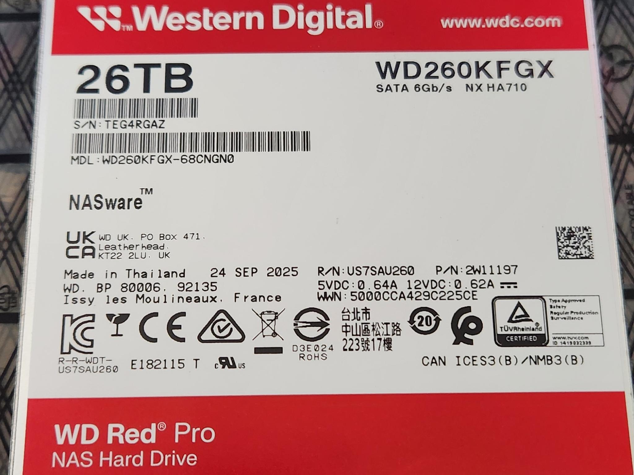 WD Red Pro 26TB NAS HDD