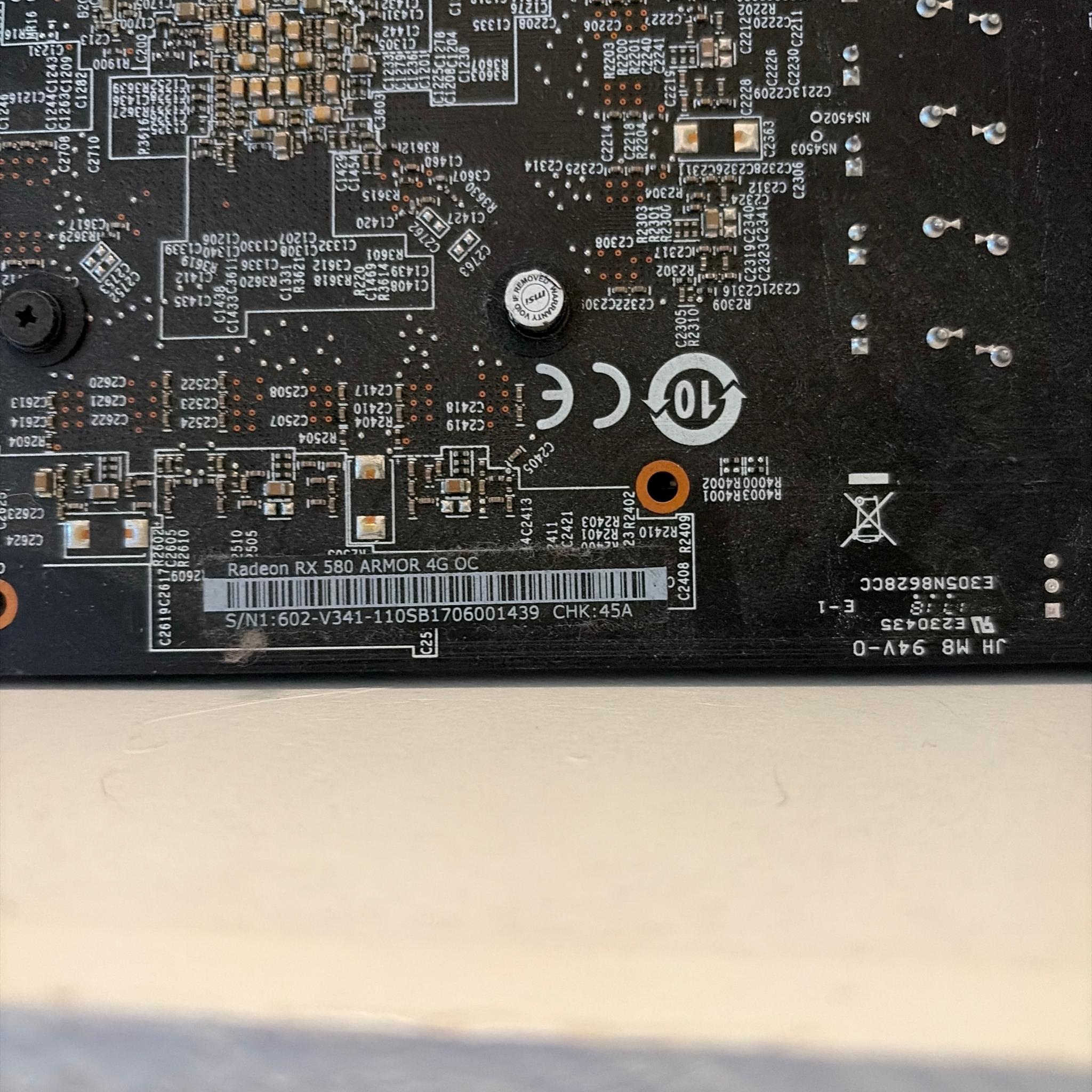 ( MSI Radeon RX 580 ARMOR 4G OC )2 professionally used