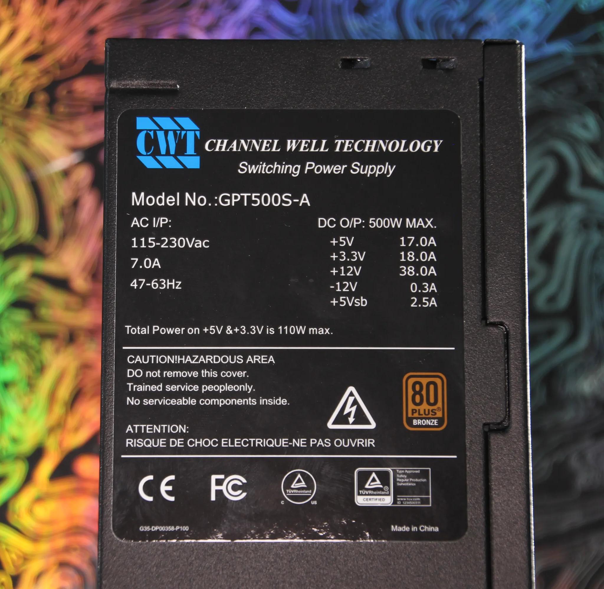 Channel Well Technology GPT500S-A 80+ Bronze PSU