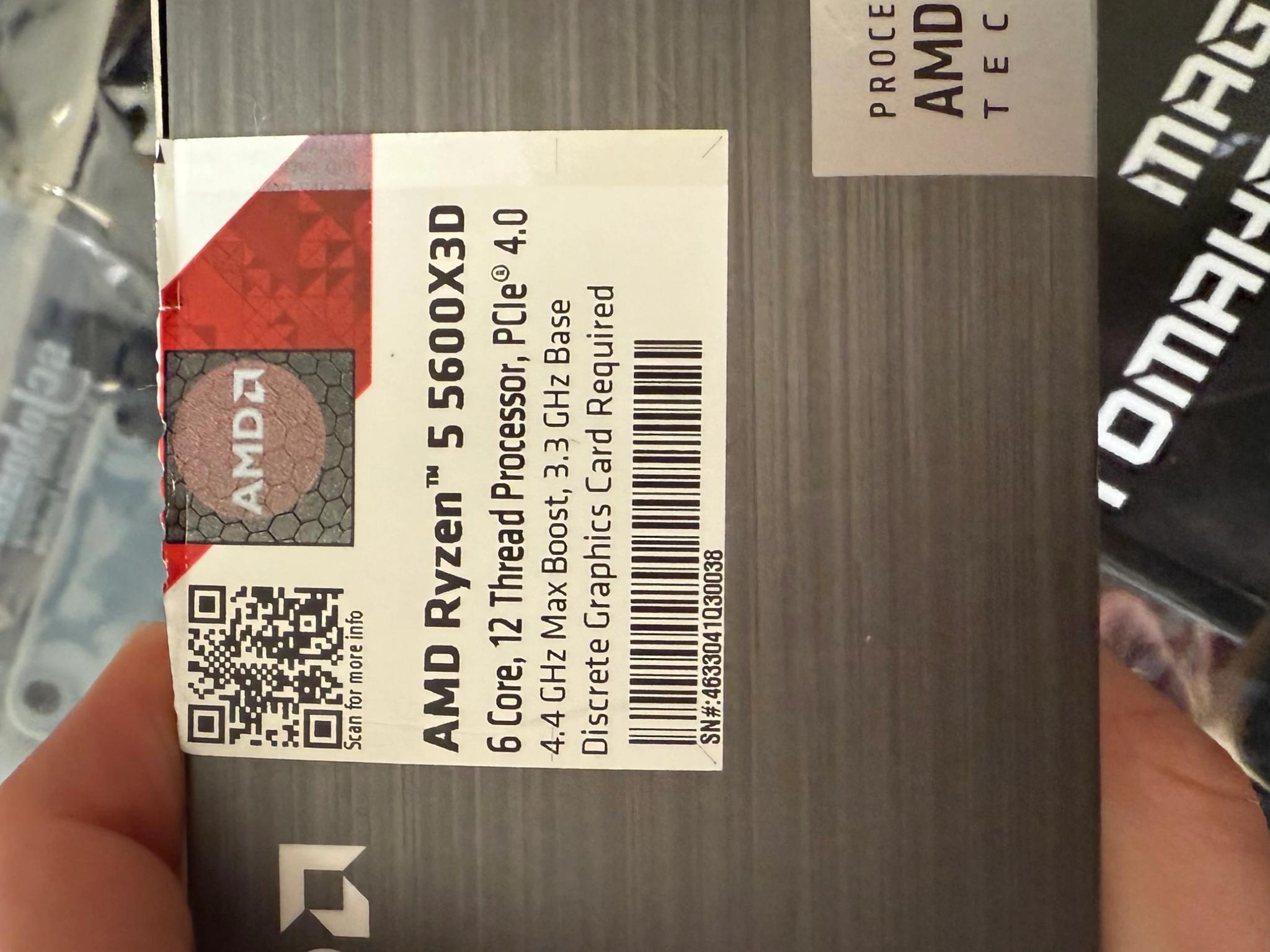 5600X3D 6 core 96MB L3 cache AM4 processor 4.4 GHz BOOSTCLOCK