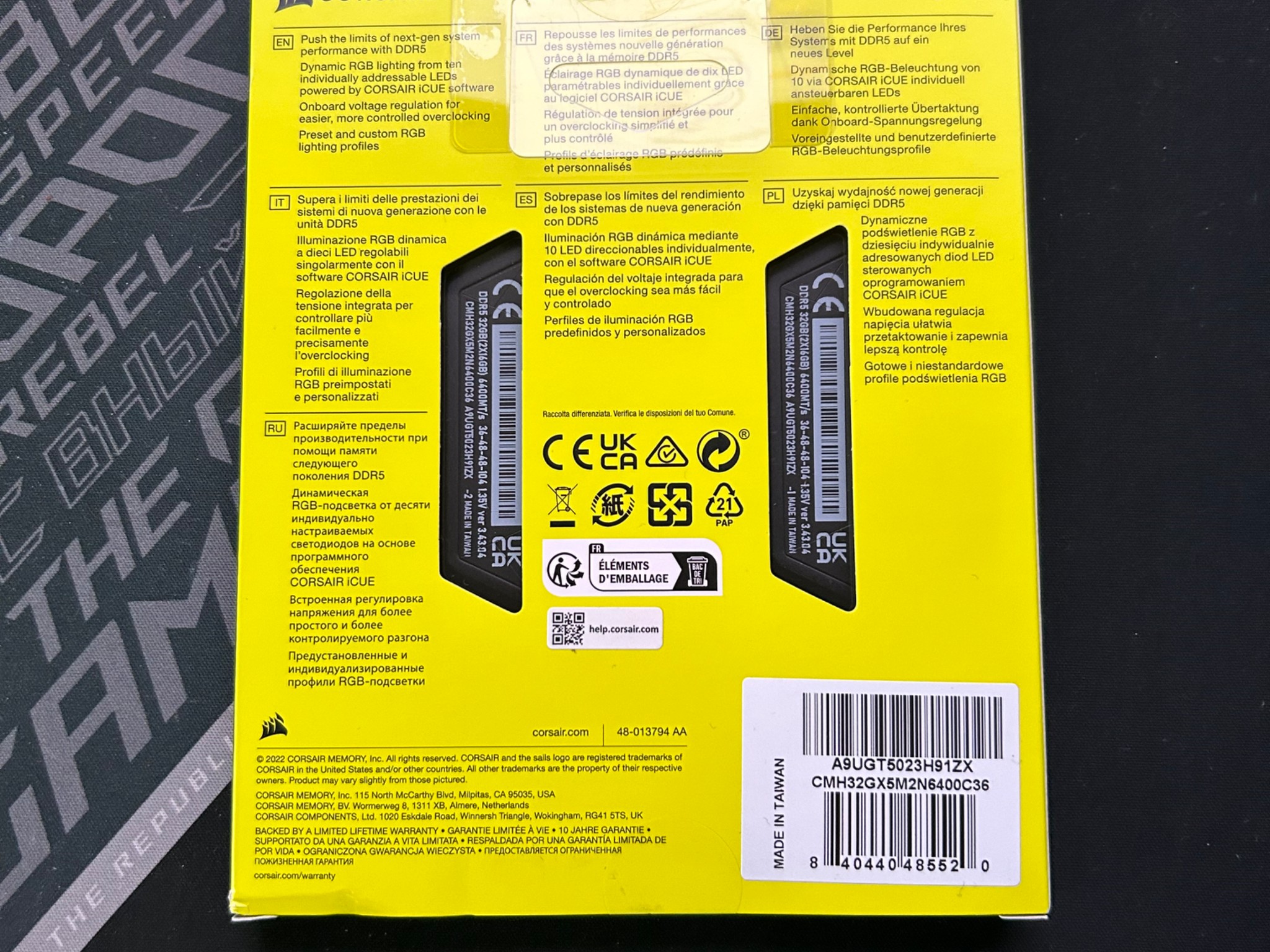 Corsair Vengeance RGB DDR5 32GB (2X 16GB) 6400MT/s CL36
