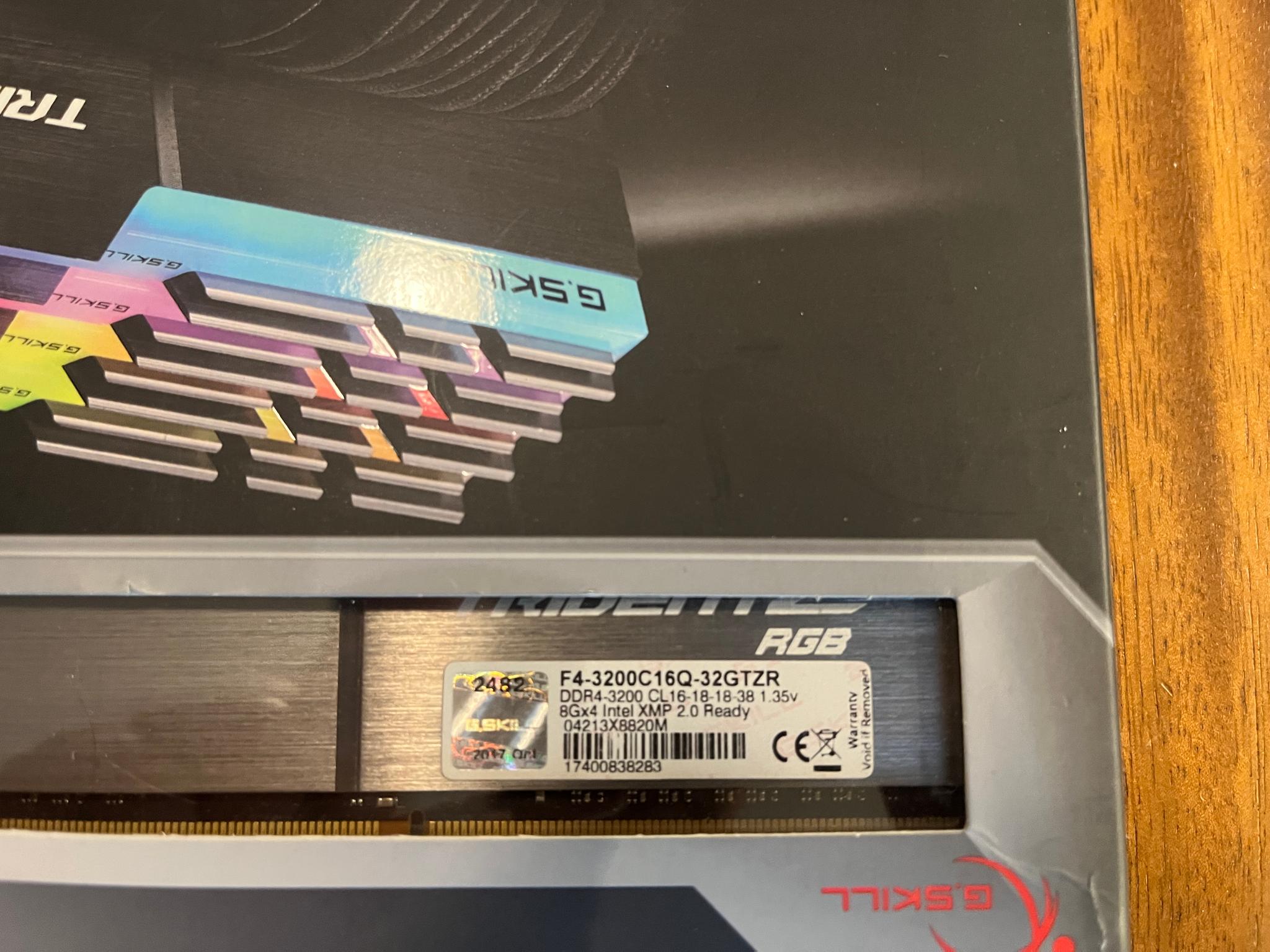 G.Skill F4-3200C16D-32GTZKW 32GB 3200MHz DDR4 Desktop Memory
