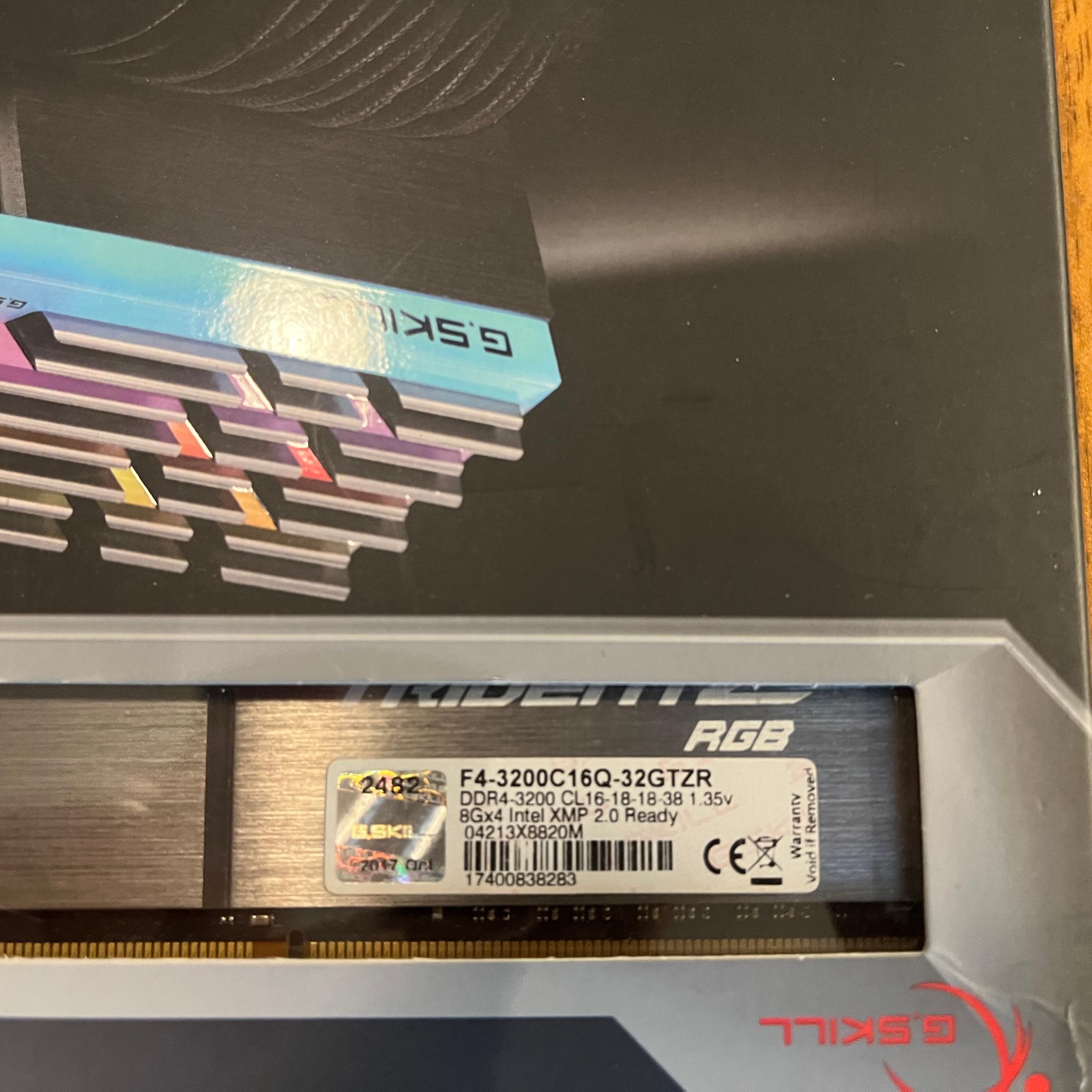 G.Skill F4-3200C16D-32GTZKW 32GB 3200MHz DDR4 Desktop Memory