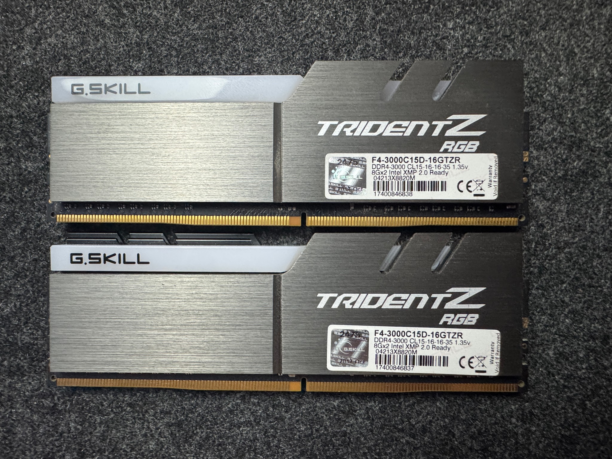 4 sticks of G.Skill TridentZ RGB 32GB DDR4 (4x8GB)