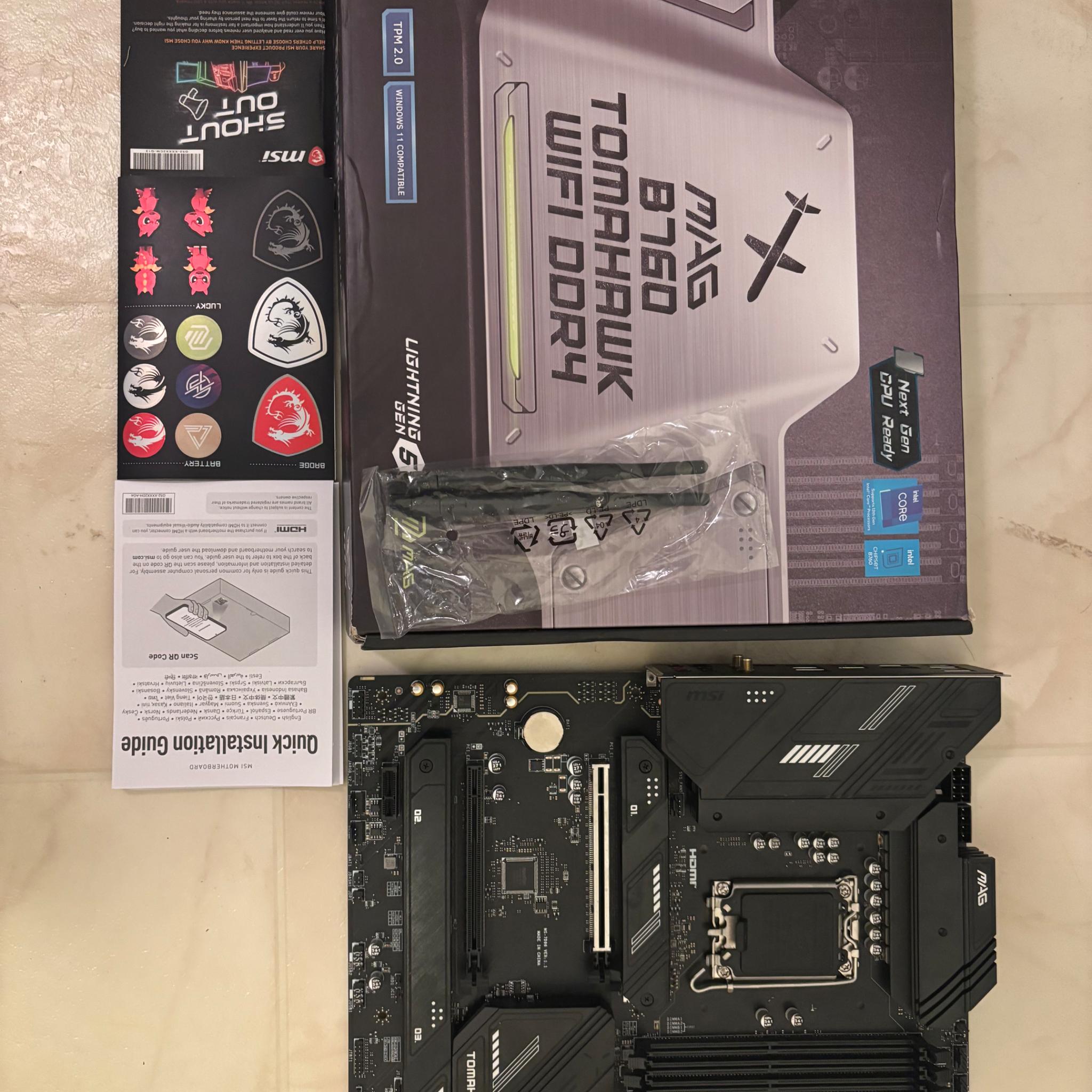 MSI MAG B760 Tomahawk WiFi Gaming Motherboard DDR4 (LGA 1700, DDR4, PCIe 5.0, Wi-Fi 6E, ATX)