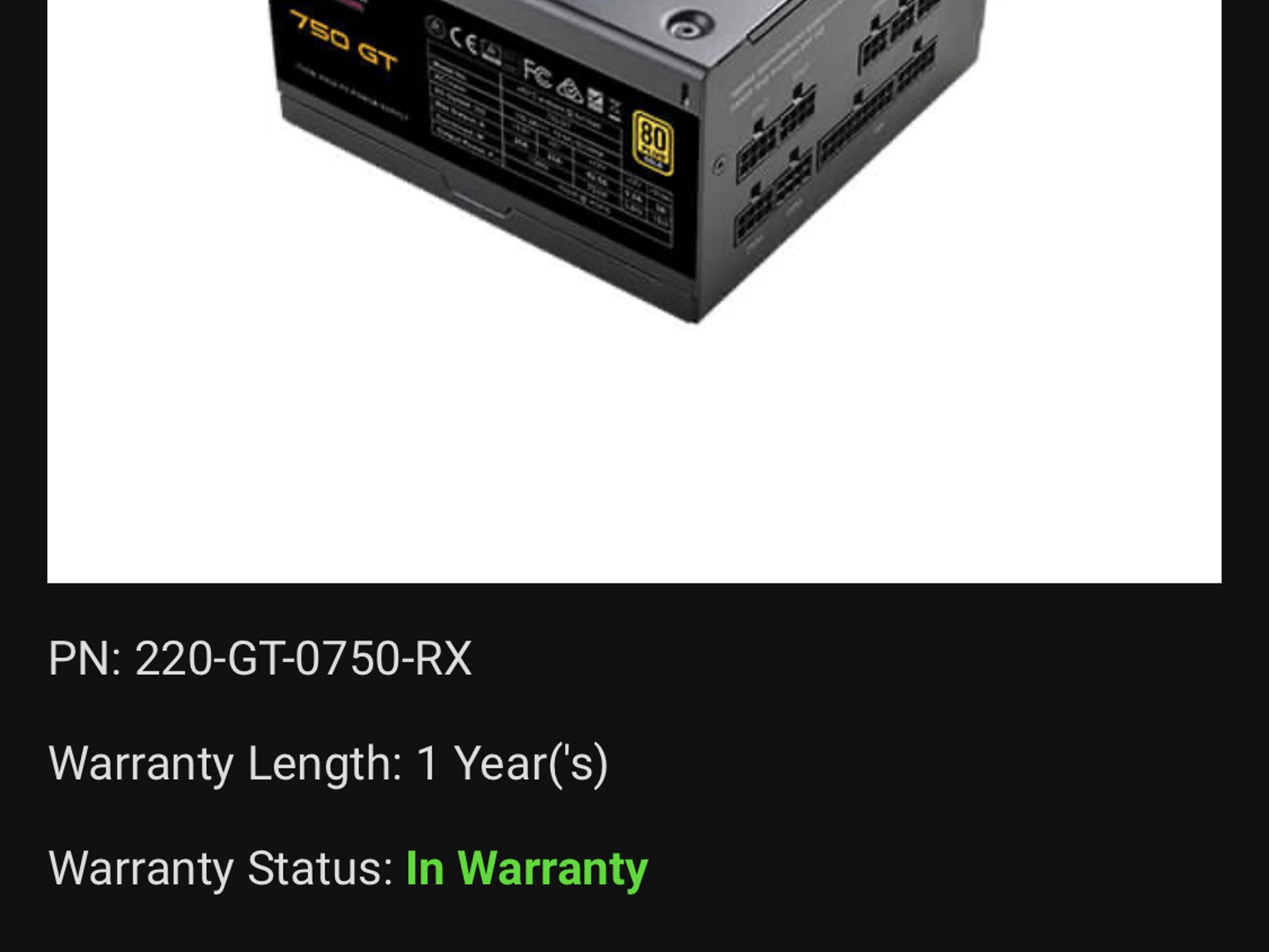 EVGA Supernova 750GT 80+ Gold - Factory Refurb