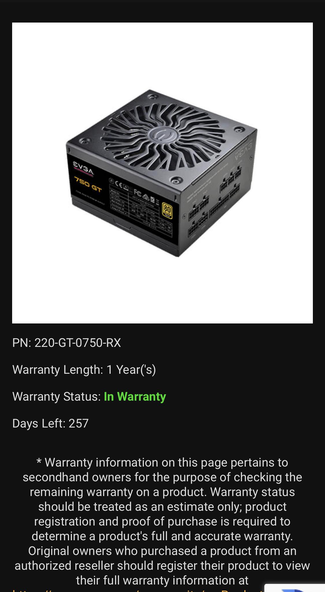 EVGA Supernova 750GT 80+ Gold - Factory Refurb
