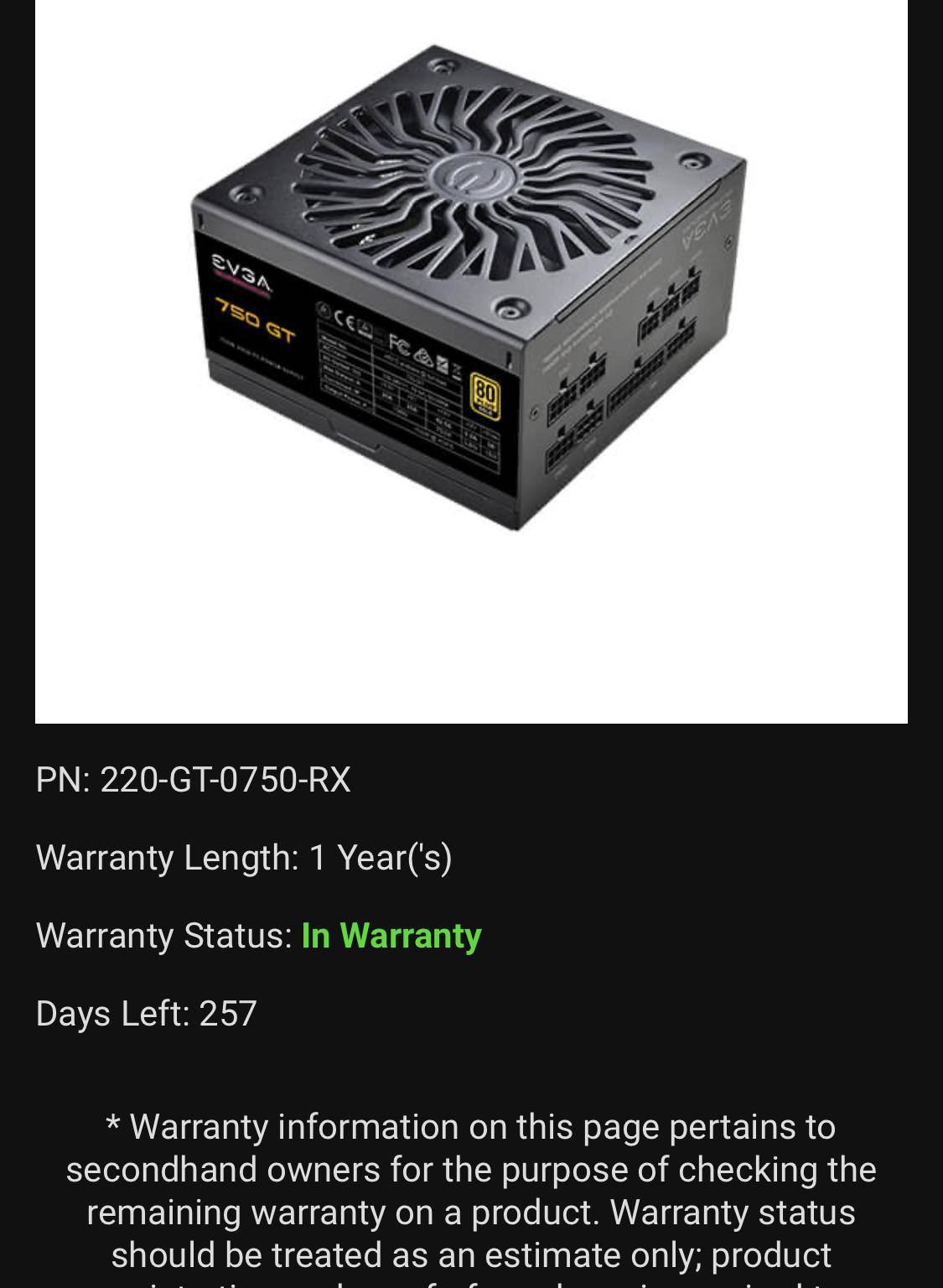 EVGA Supernova 750GT 80+ Gold - Factory Refurb