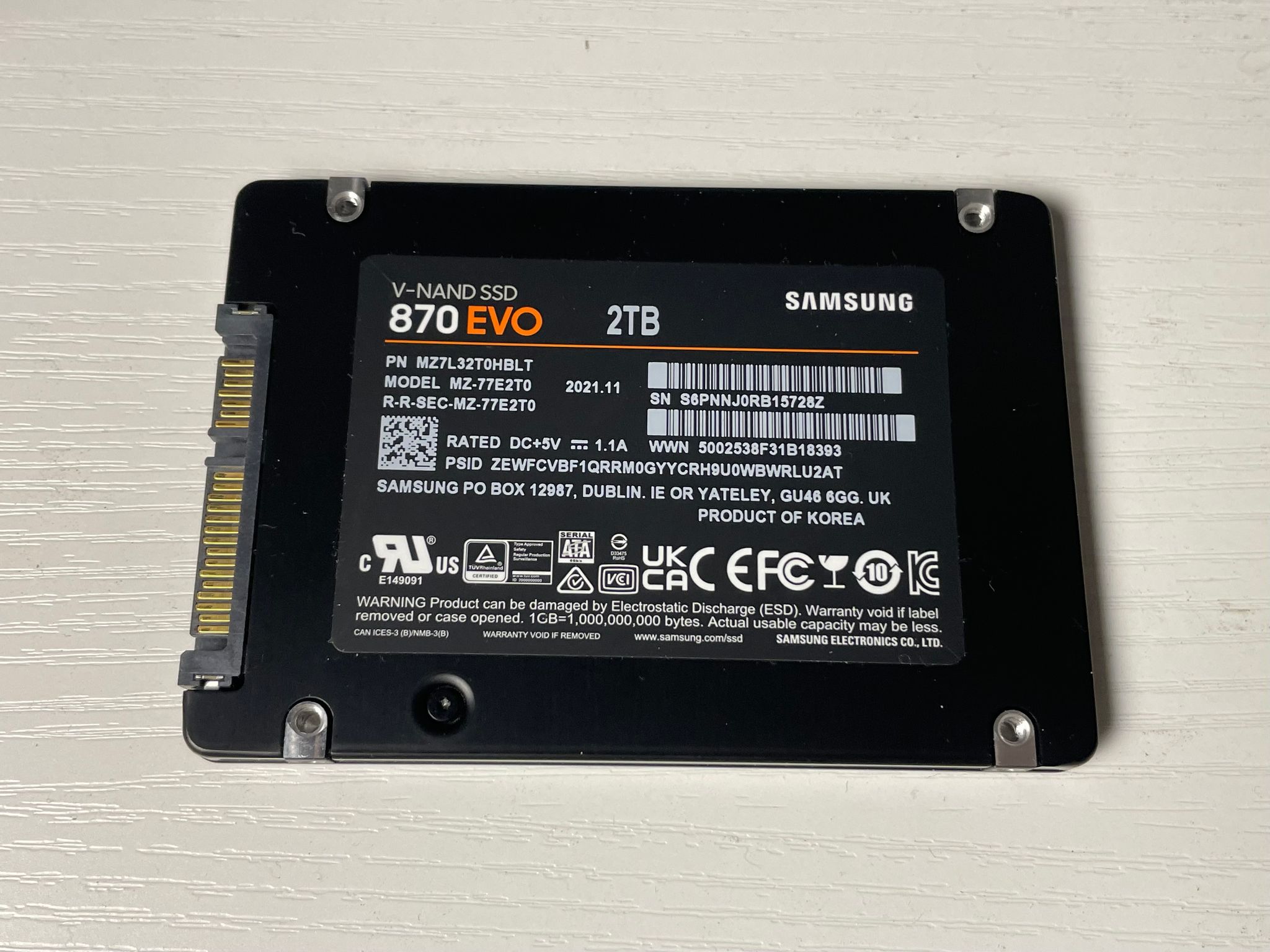 Samsung SSD 870 EVO 2TB SATA SSD