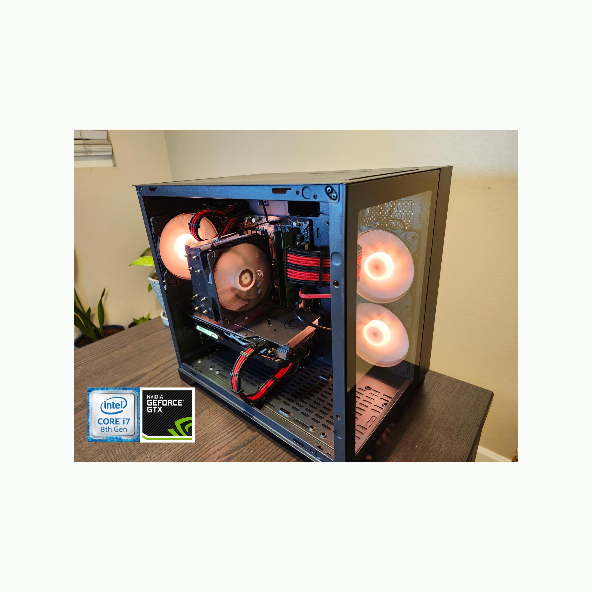 Custom Gaming PC - Intel i7-8700, GTX 1660, 16GB RAM, 500GB SSD - Black Case
