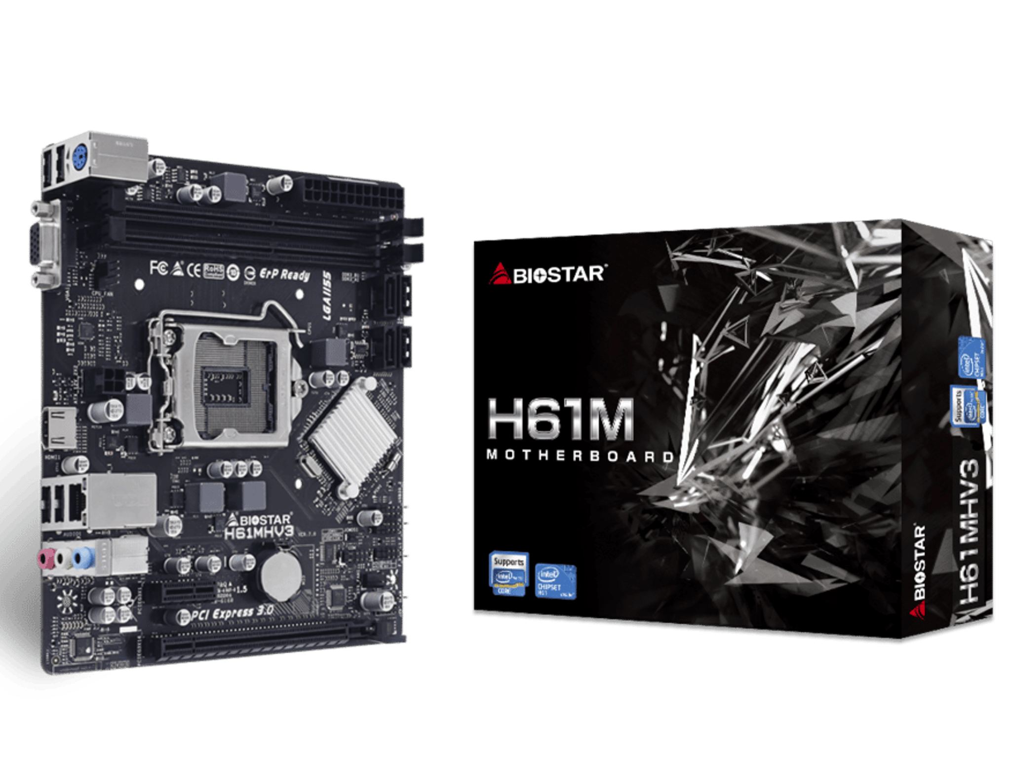 Biostar H61MHV3 Intel H61 LGA 1155 MicroATX Desktop Motherboard