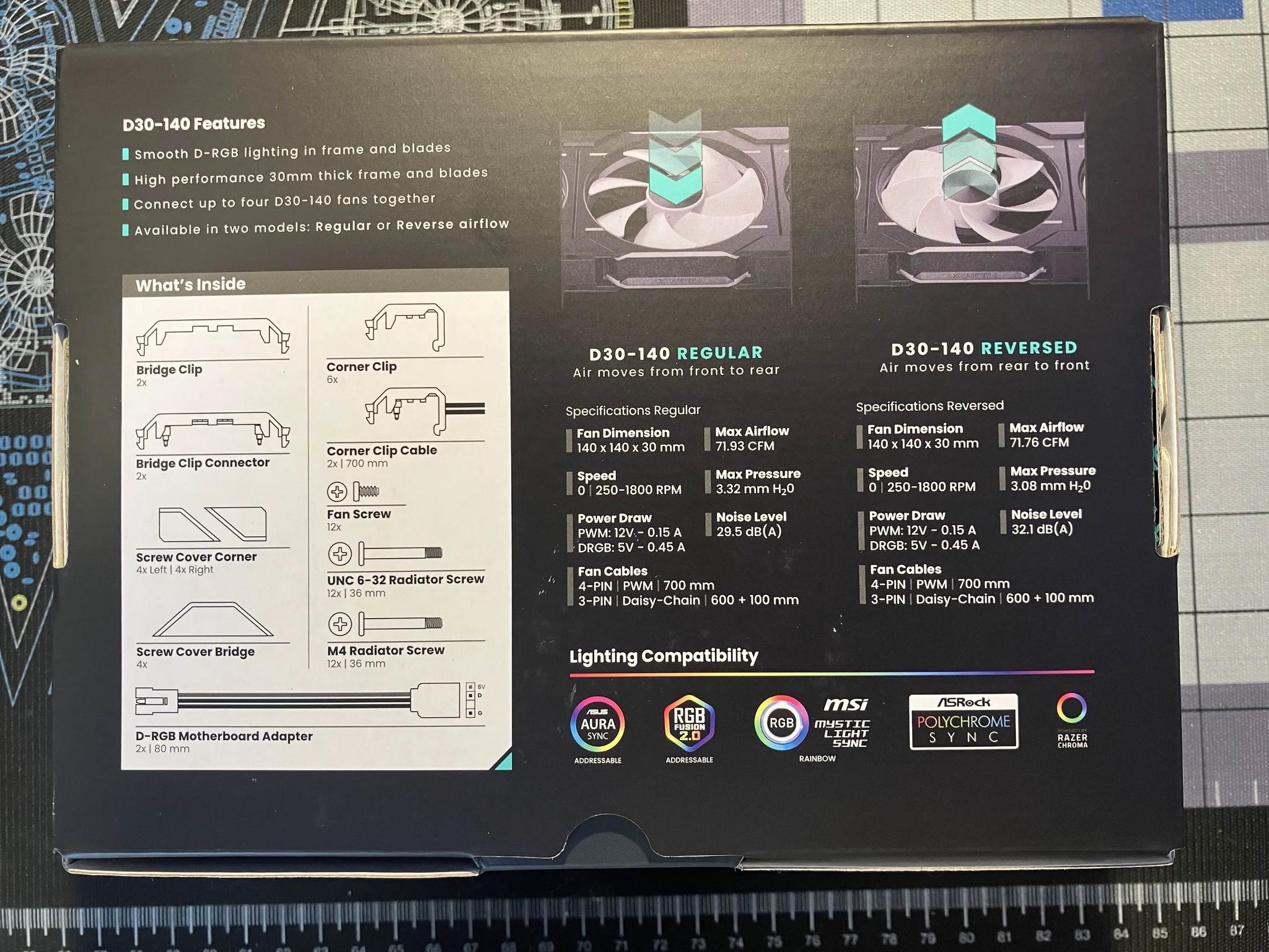 3-Pack Phanteks D30-140 Reverse Blade RGB Fans
