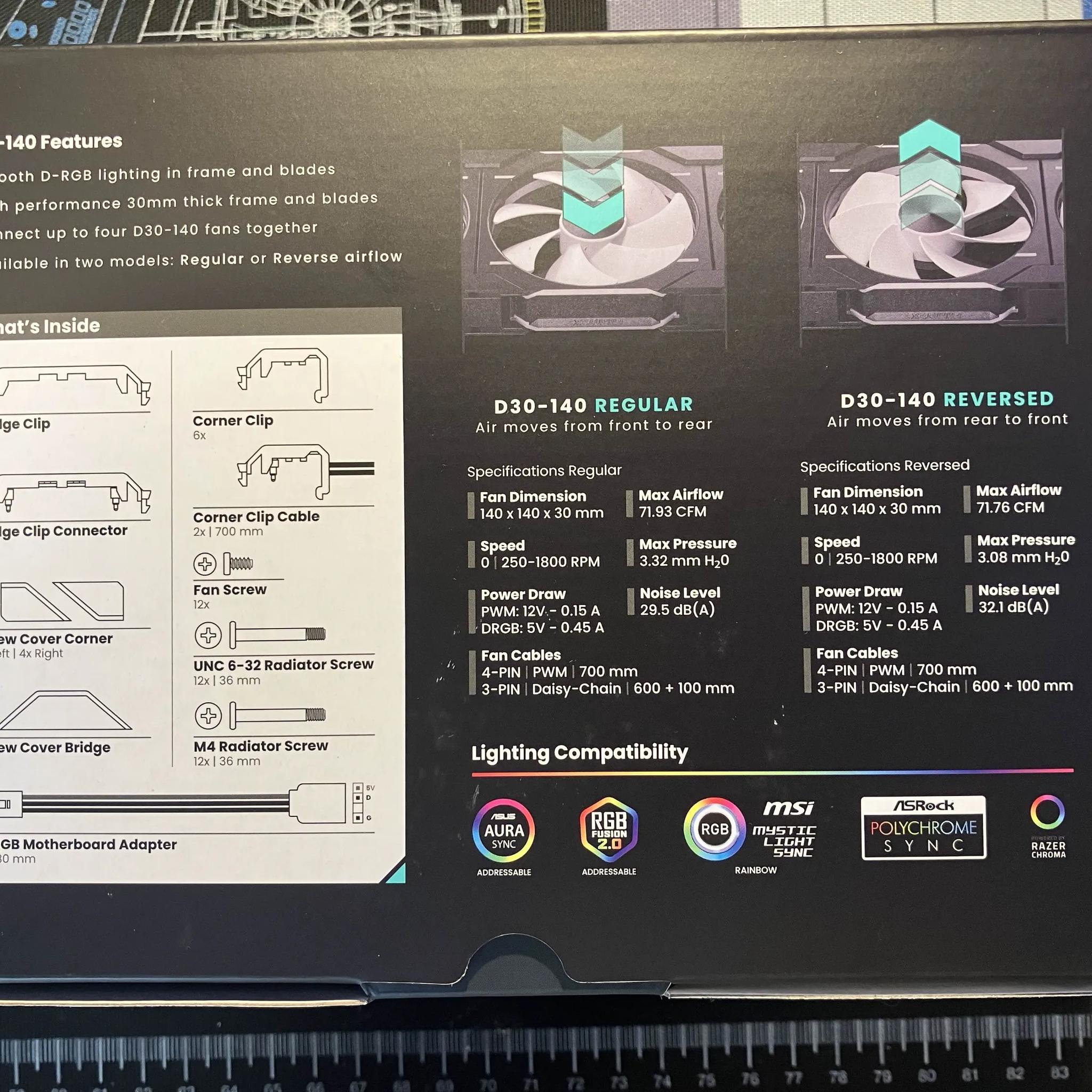 3-Pack Phanteks D30-140 Reverse Blade RGB Fans