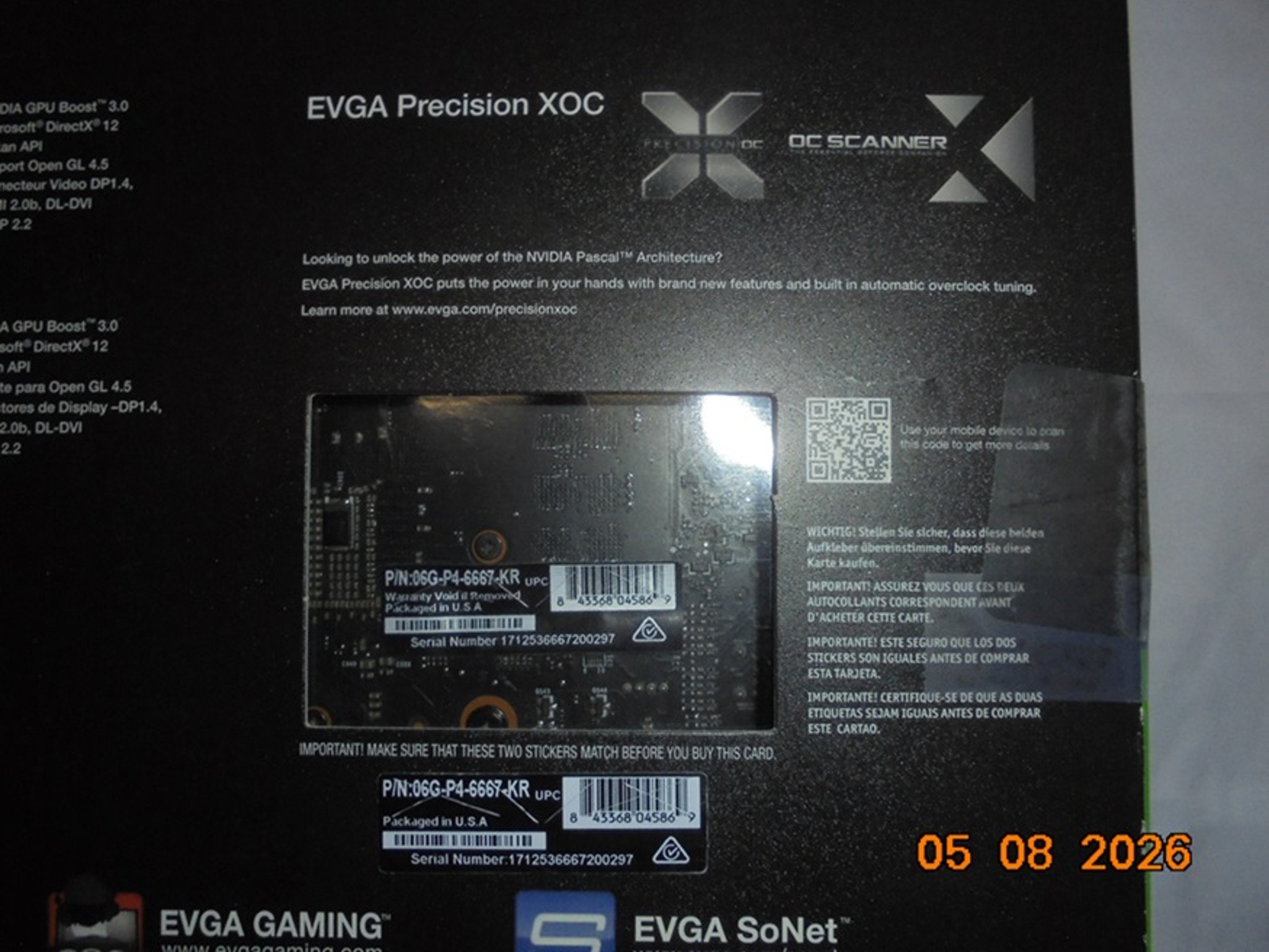 EVGA GeForce GTX 1060 SSC2 GAMING/06G-P4-6667-KR/6GB GDDR5/iCX cooling