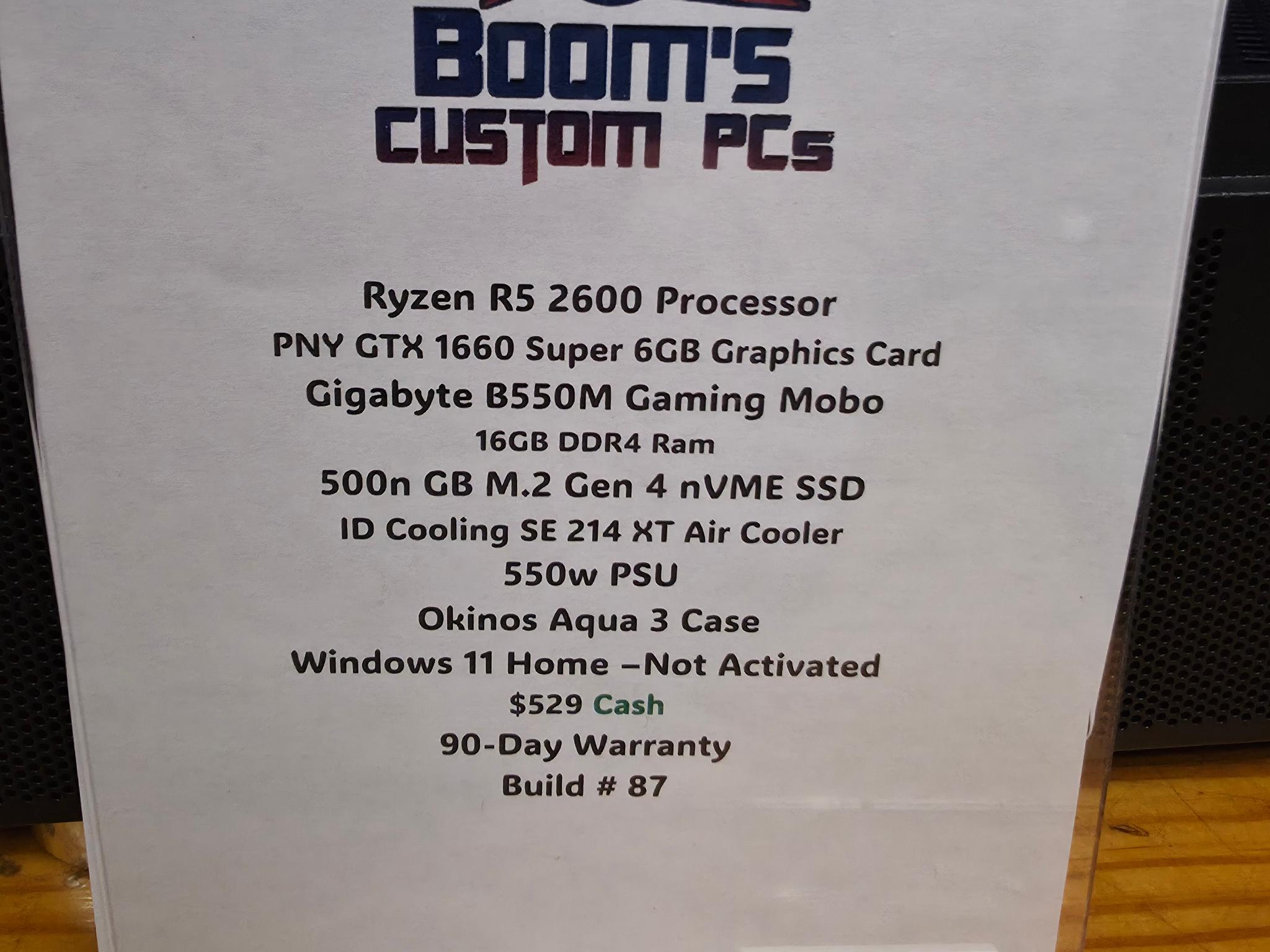 1080p Streaming and Gaming PC Computer (Ryzen 5, GTX 1660 Super, 16GB DDR4)