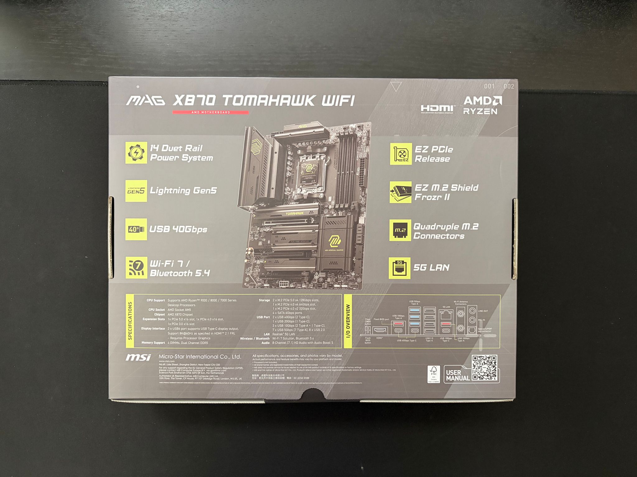 MSI MAG X870 TOMAHAWK WIFI AM5 ATX Gaming Motherboard AMD Wi-Fi 7