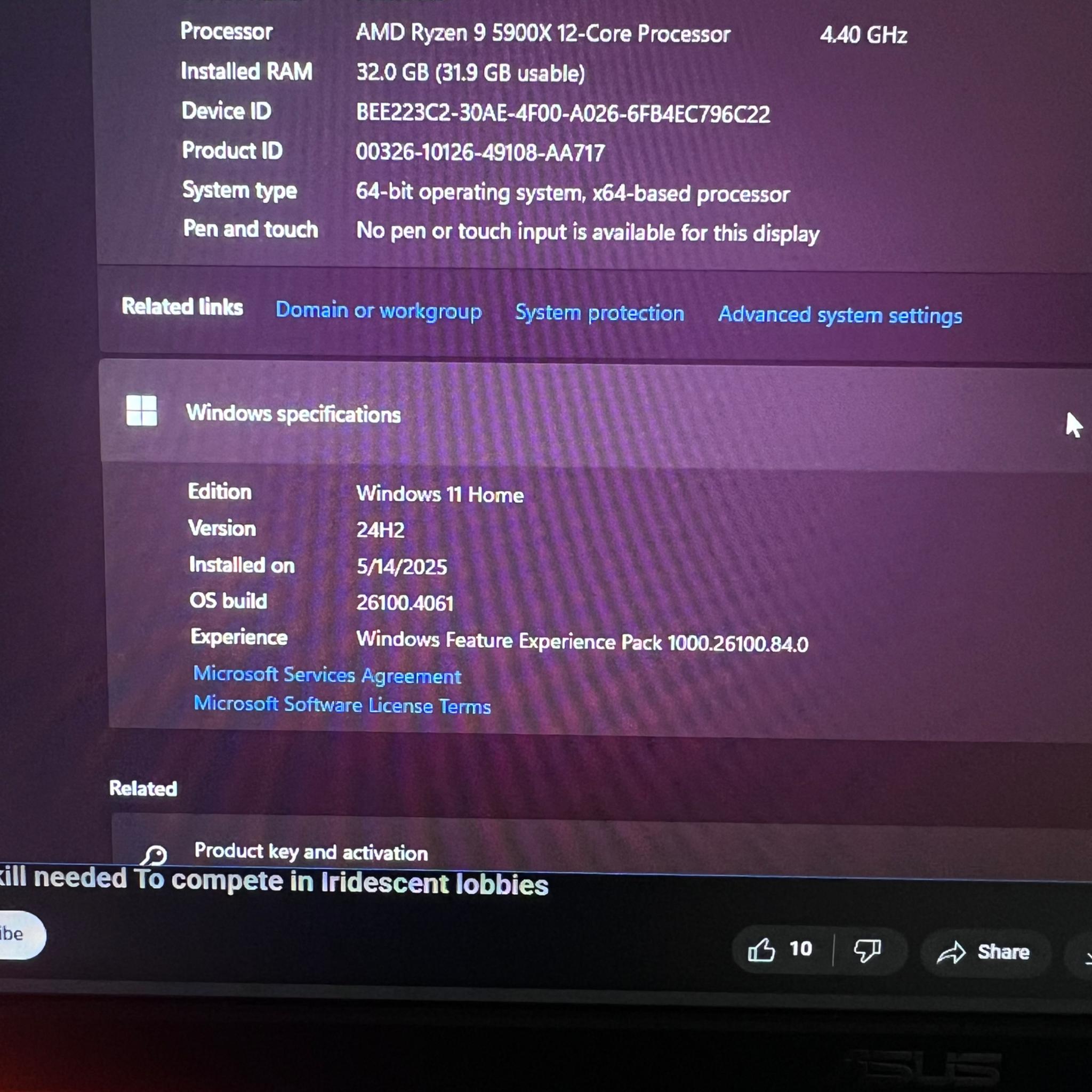 ROG Strix B550-F / Ryzen 9 5900X / 32GB DDR4 @ 3600MHZ