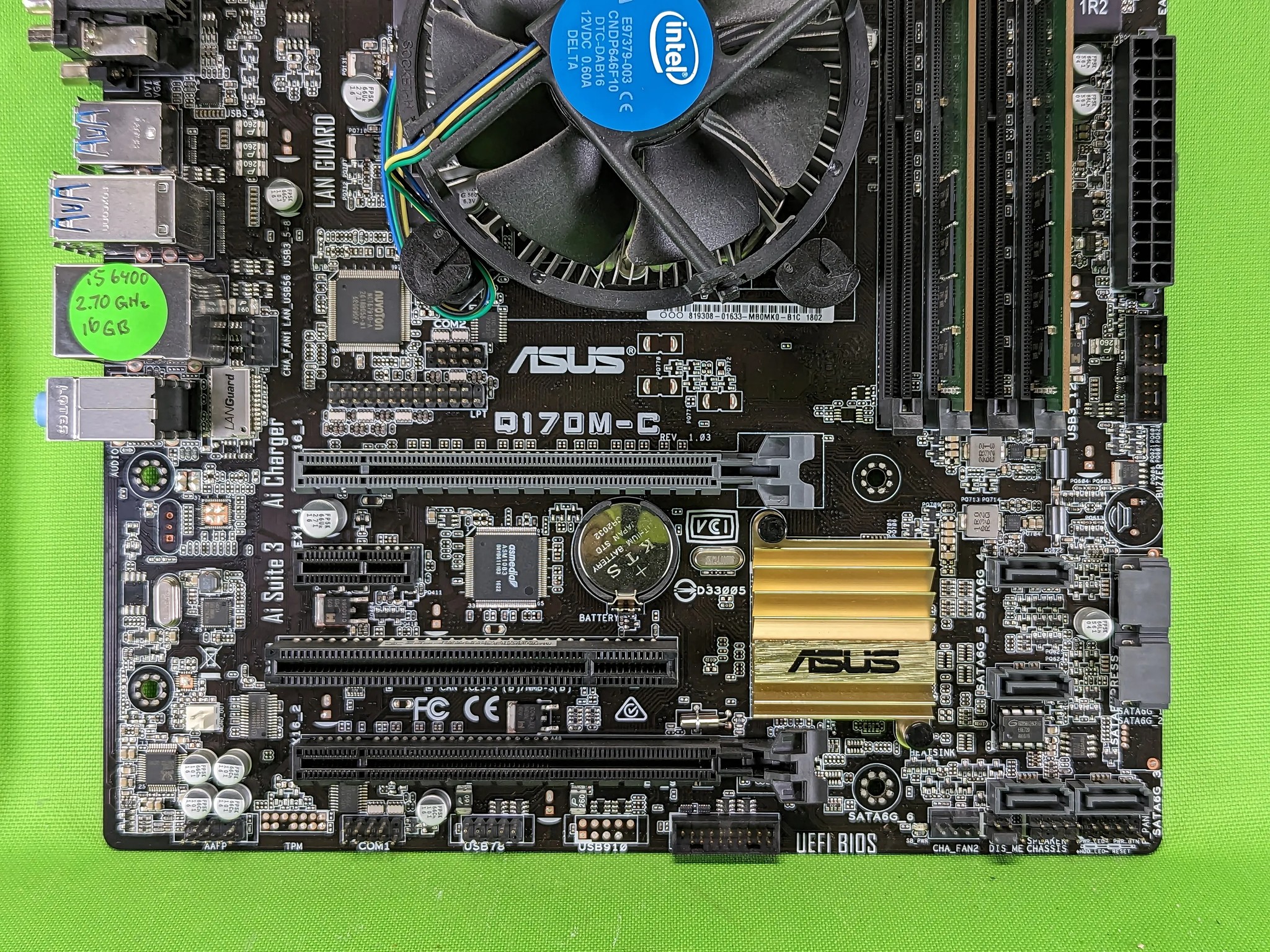 Asus Q170M-C Motherboard Combo + 16GB DDR4 Ram + Intel Core i5-6400 + Cooler