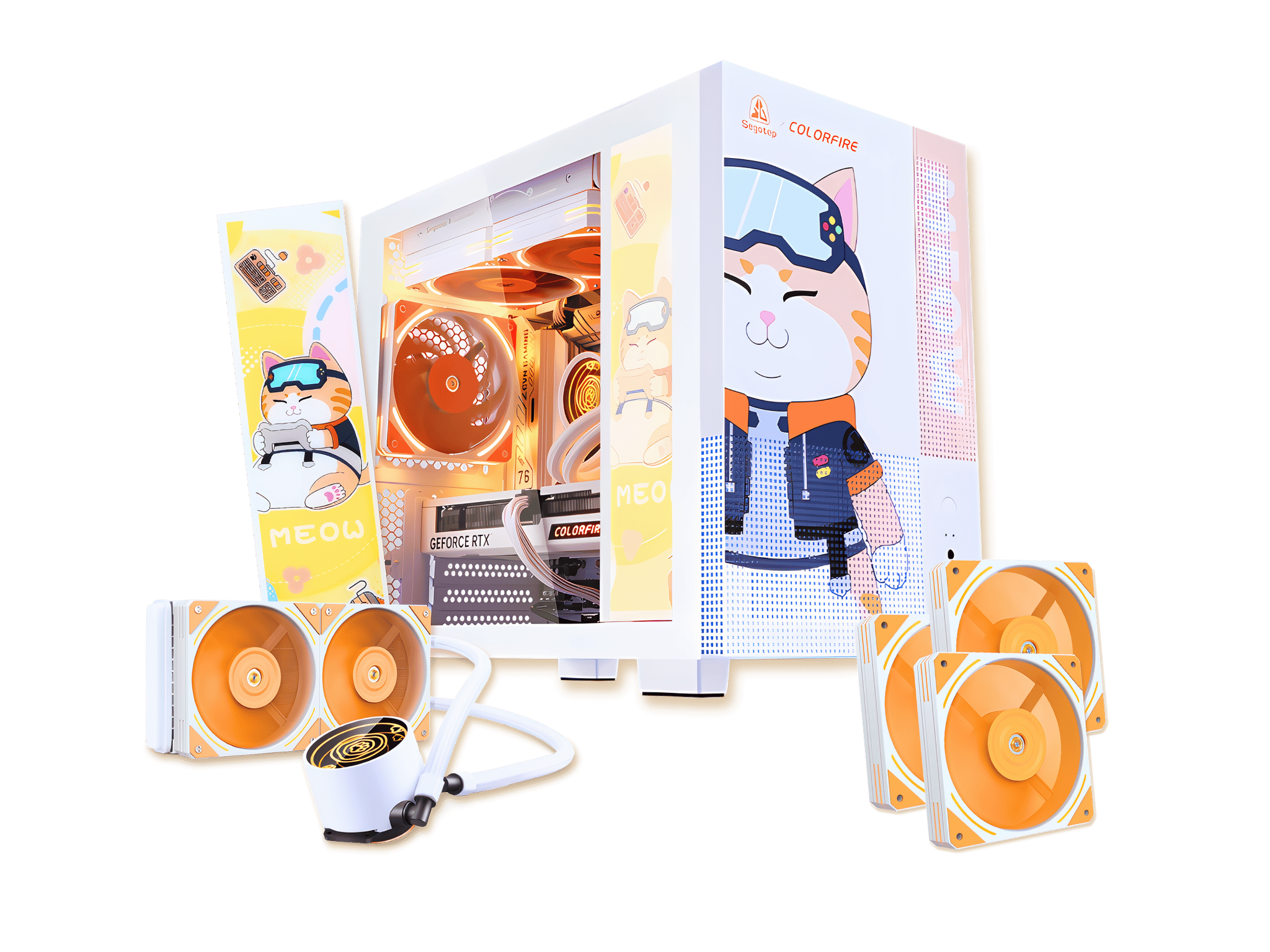 Segotep Memphis-S Meow Combo M-ATX  Case, Lightning Panel, AIO BeIced II 240 ARGB,3 x Fan HQ12 Meow