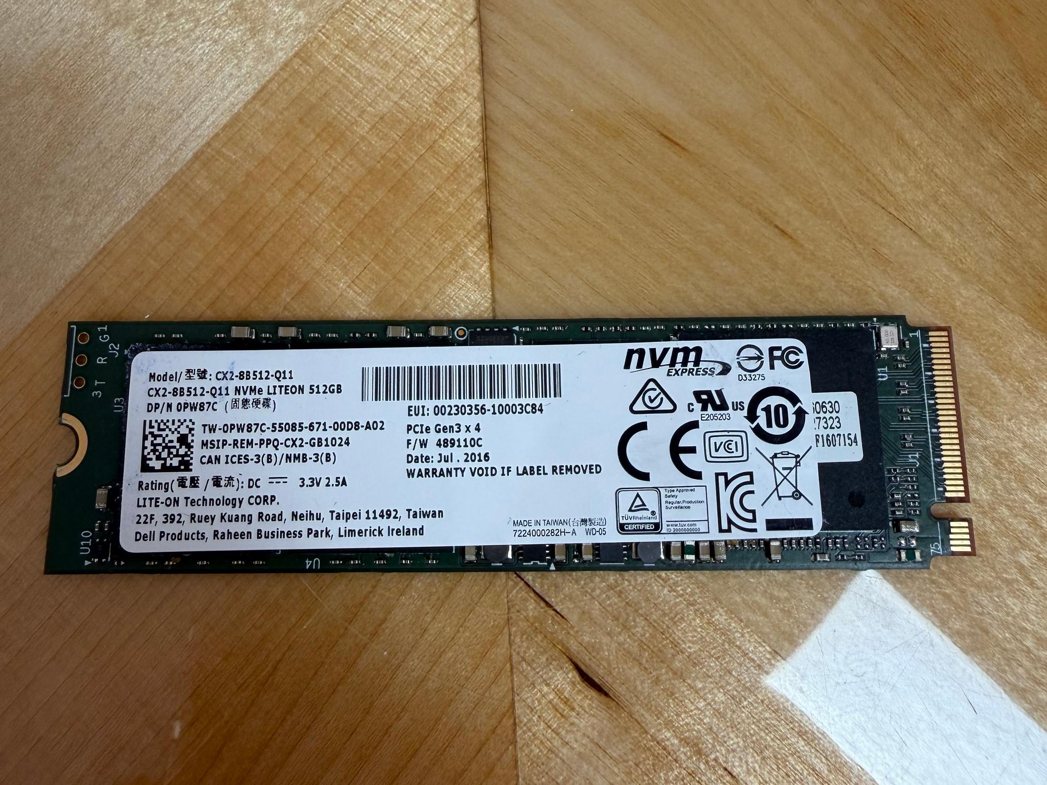 LITE-ON 512GB M.2 2280 NVMe PCIe Gen3 x4 SSD (CX2-8B512-Q11) OEM