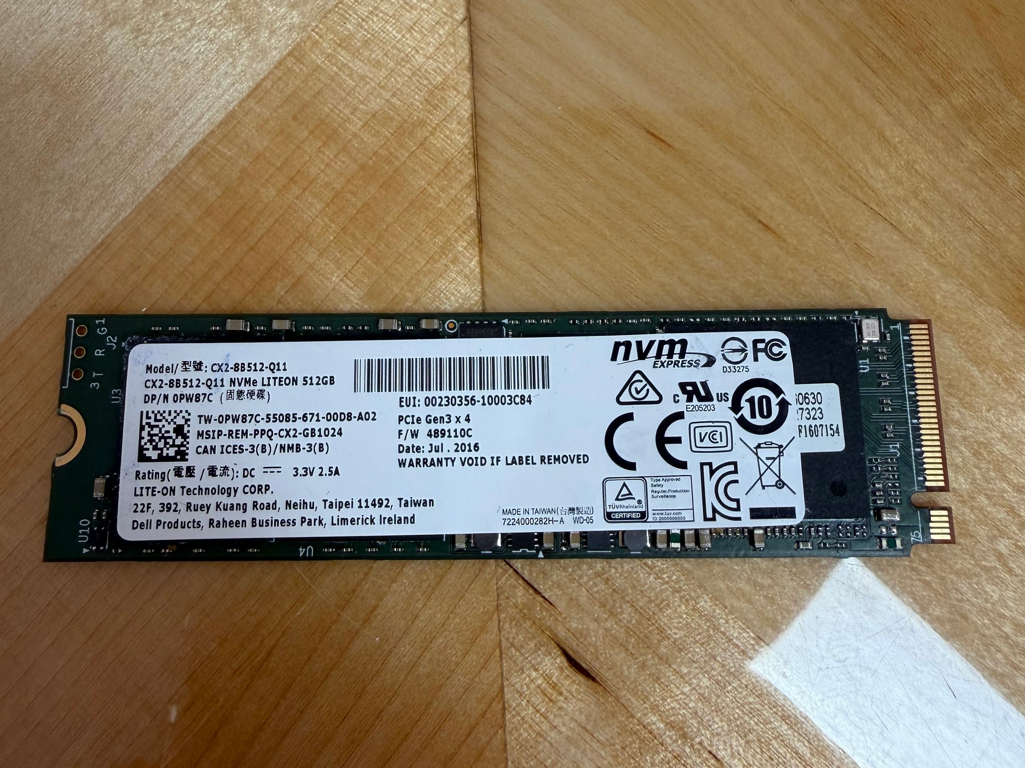 LITE-ON 512GB M.2 2280 NVMe PCIe Gen3 x4 SSD (CX2-8B512-Q11) OEM
