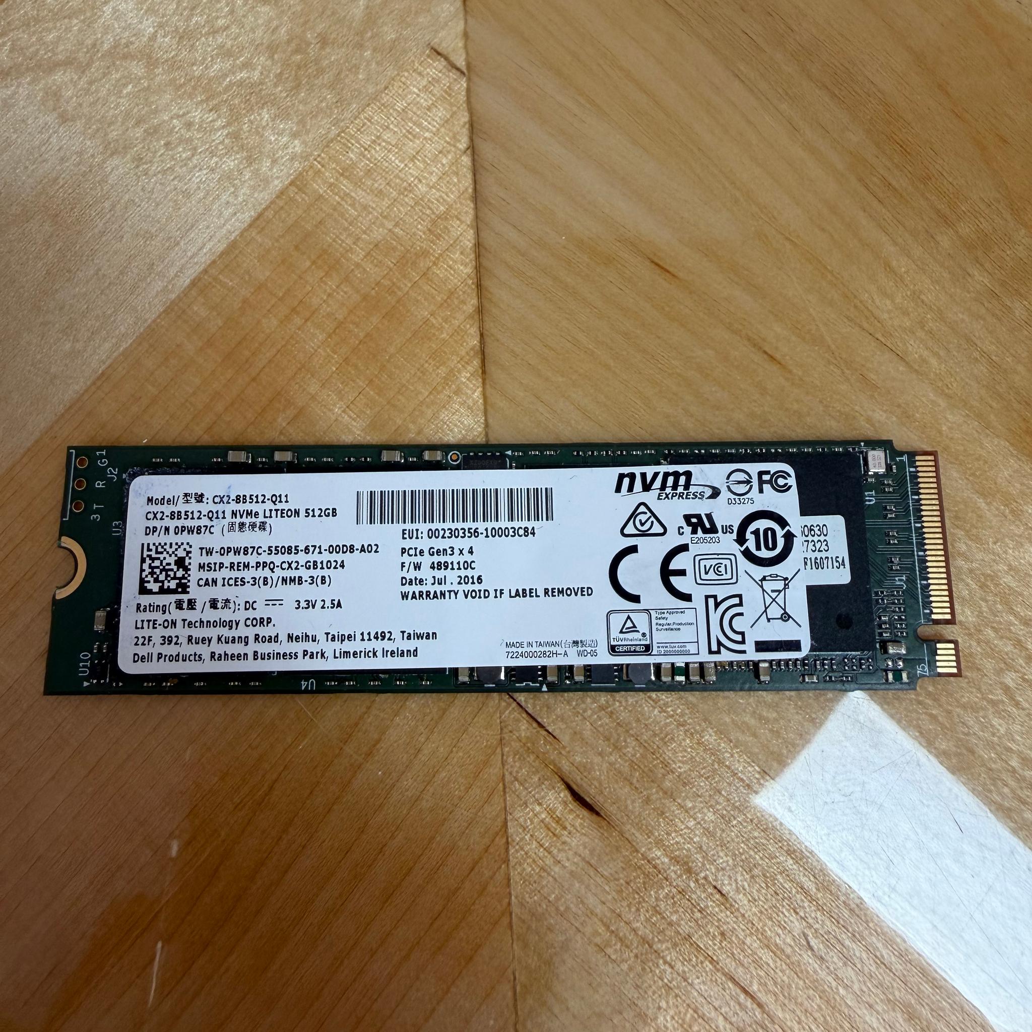 LITE-ON 512GB M.2 2280 NVMe PCIe Gen3 x4 SSD (CX2-8B512-Q11) OEM