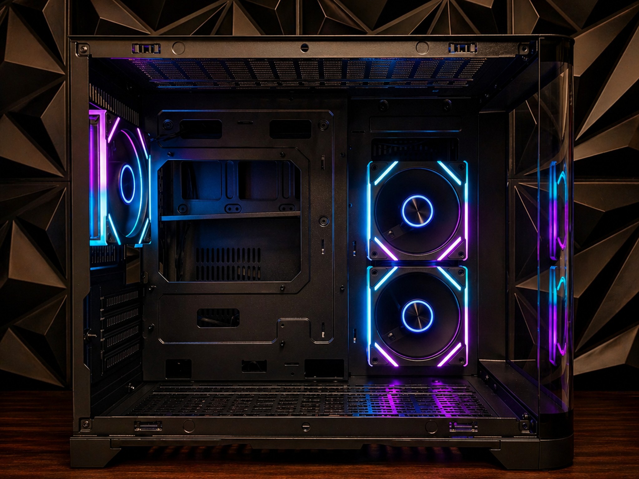 Black Tempered Glass ARGB Fish Tank MATX PC Case