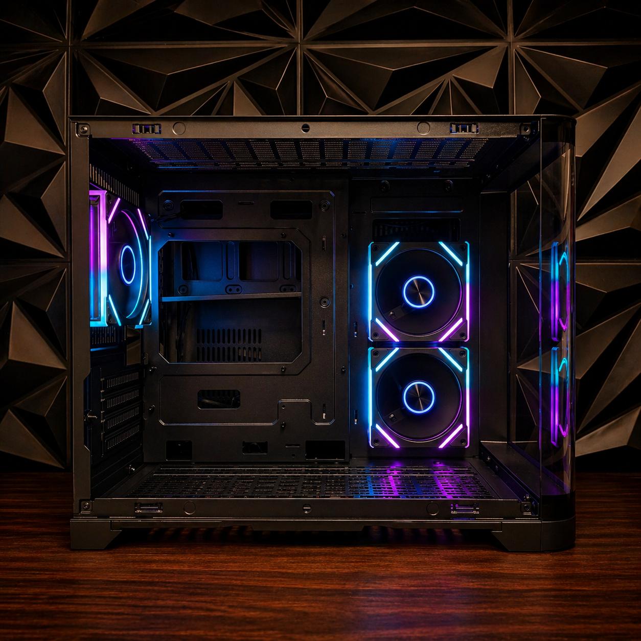 Black Tempered Glass ARGB Fish Tank MATX PC Case