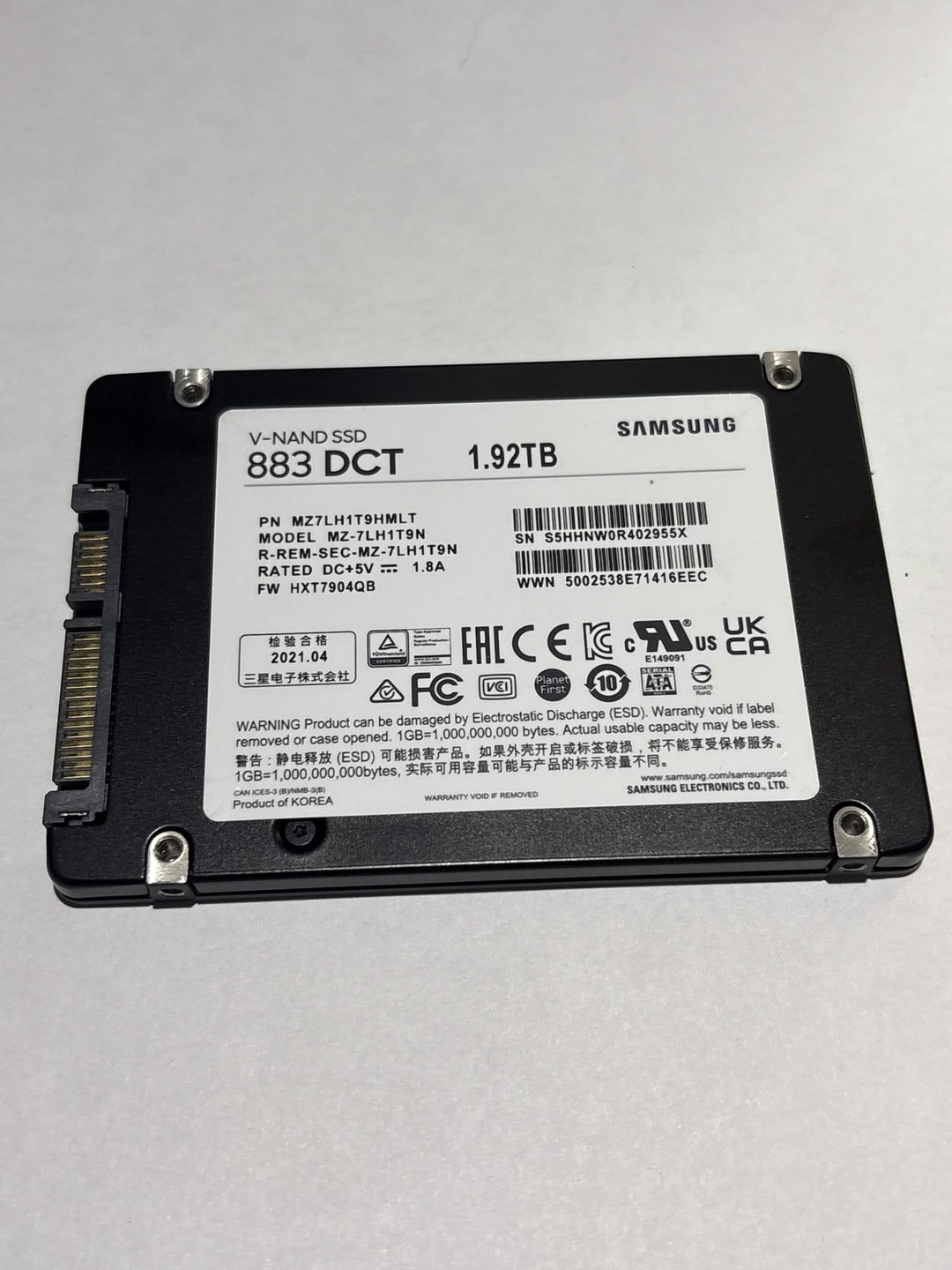 Samsung 883 DCT 1.92TB Enterprise SATA III 2.5