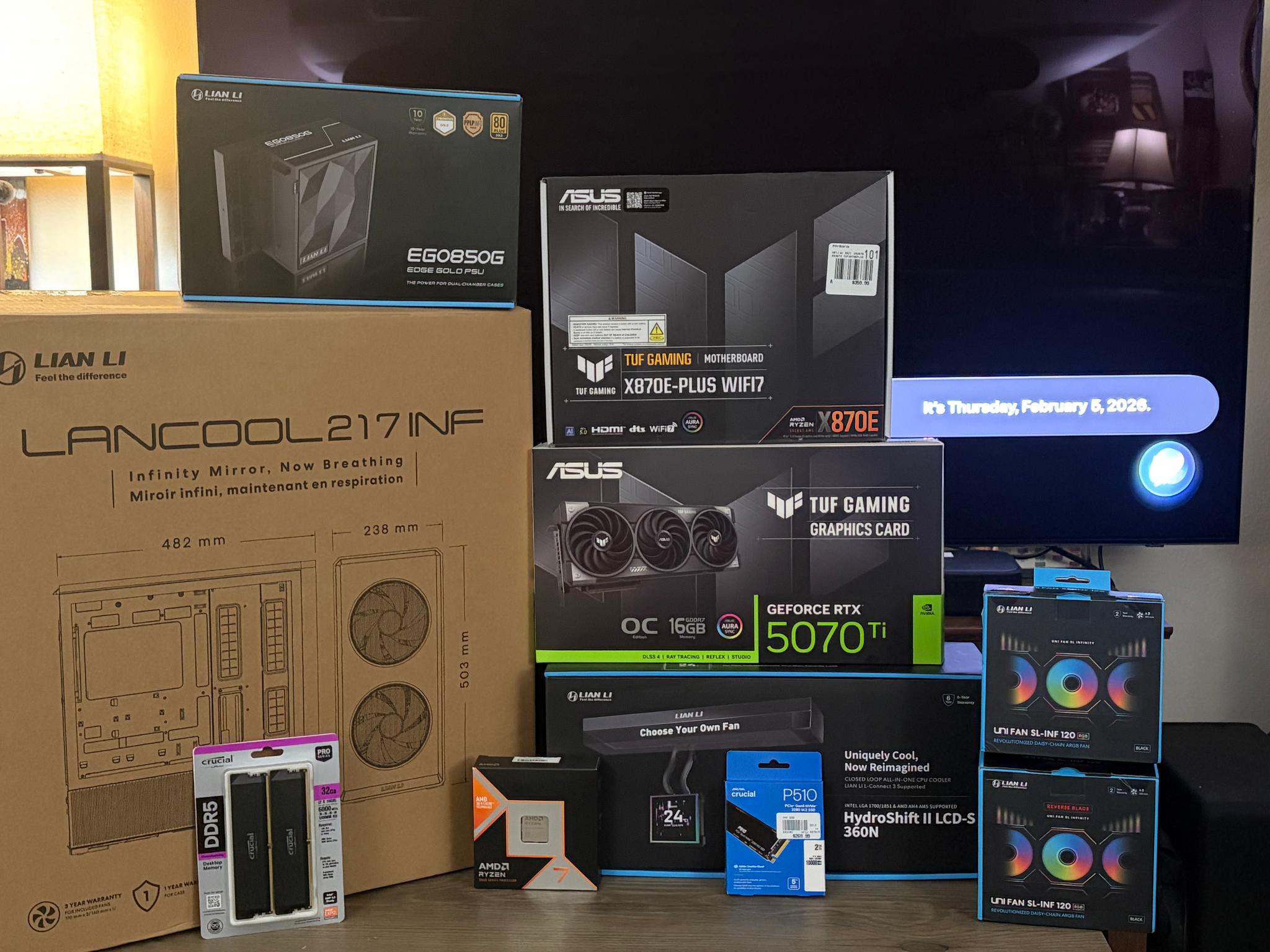 9800X3D / 5070 Ti / X870E /Gen5. ASUS TUF x Lian Li Premium Gaming PC