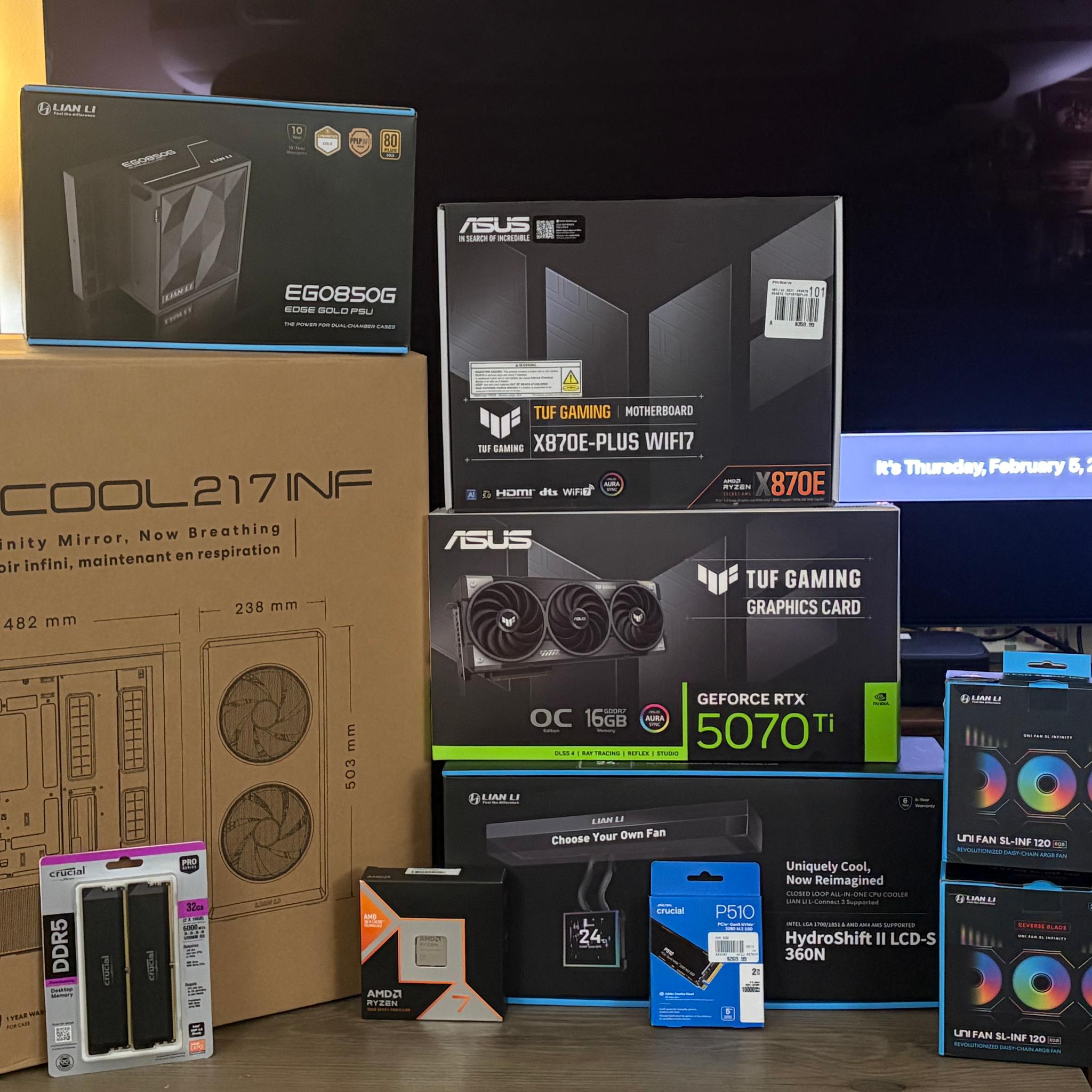9800X3D / 5070 Ti / X870E /Gen5. ASUS TUF x Lian Li Premium Gaming PC