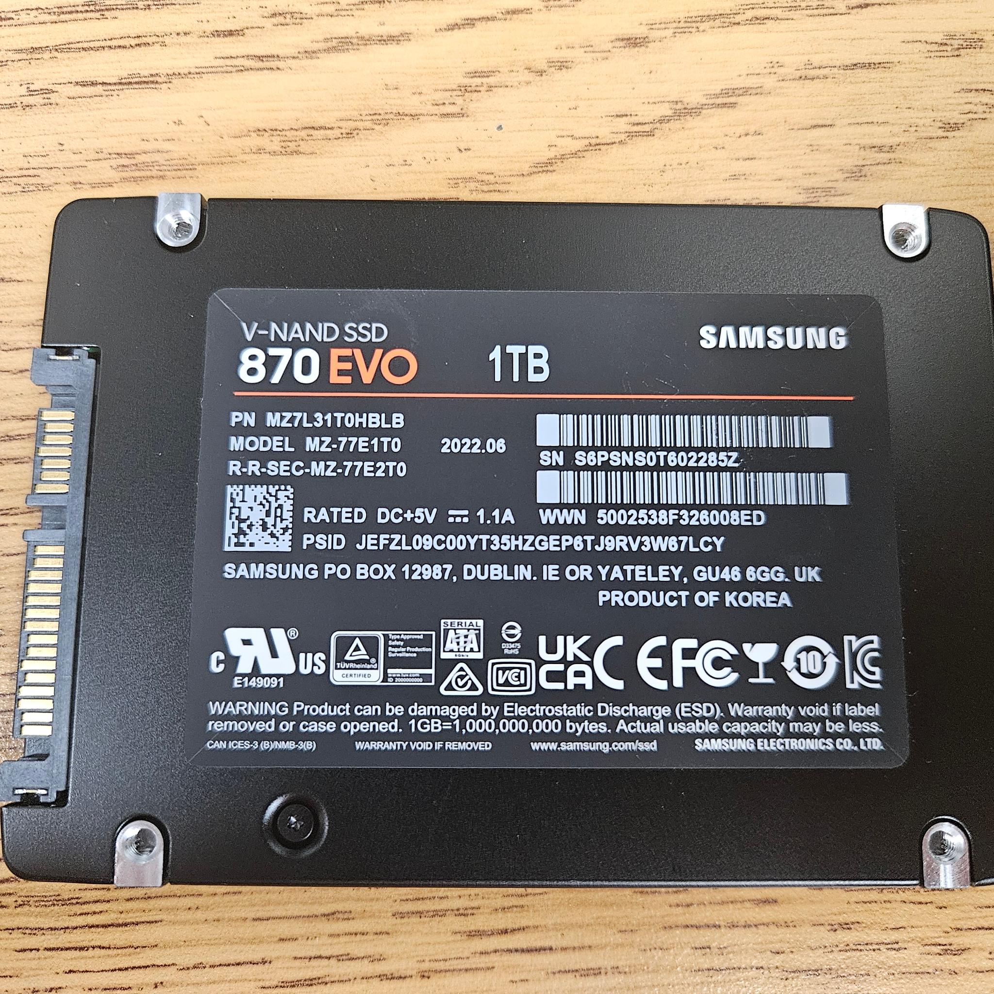 Samsung 870 EVO 1TB SATA SSD