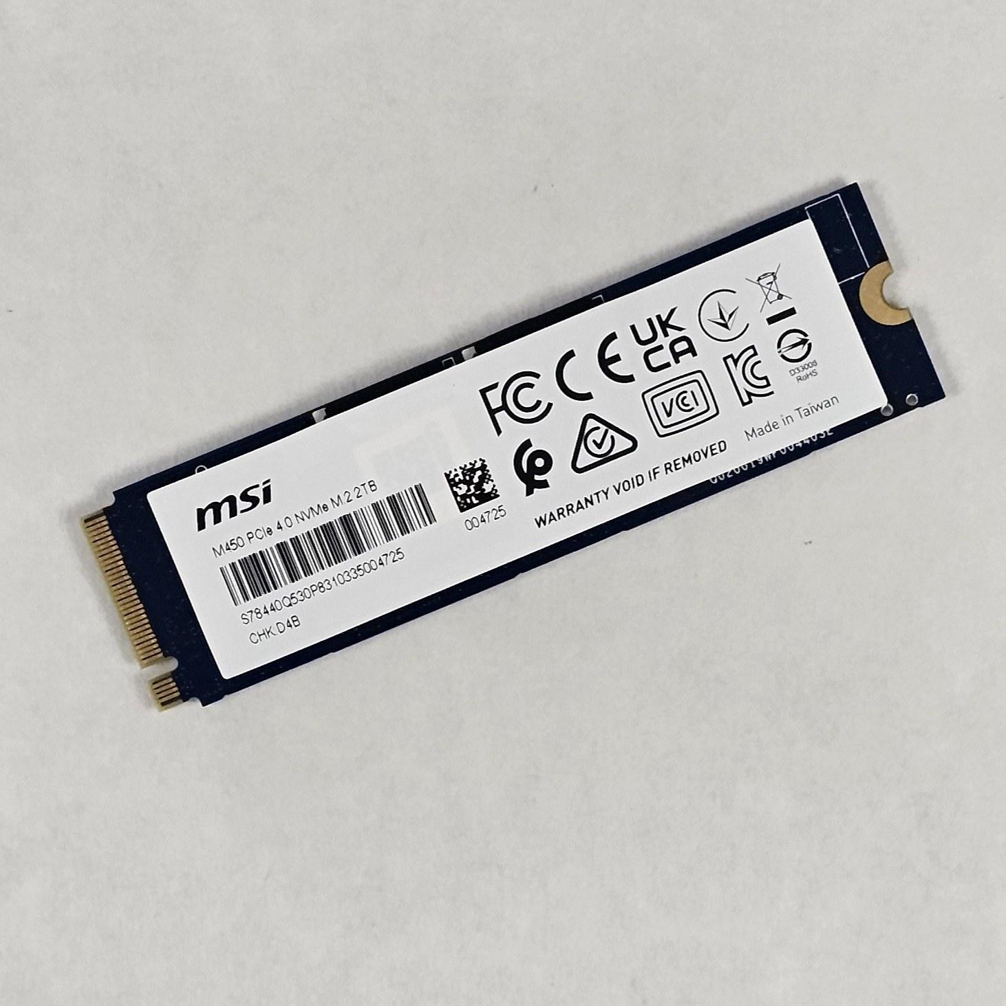2TB NVMe M.2 SSD MSI SPATIUM M450 Gen4