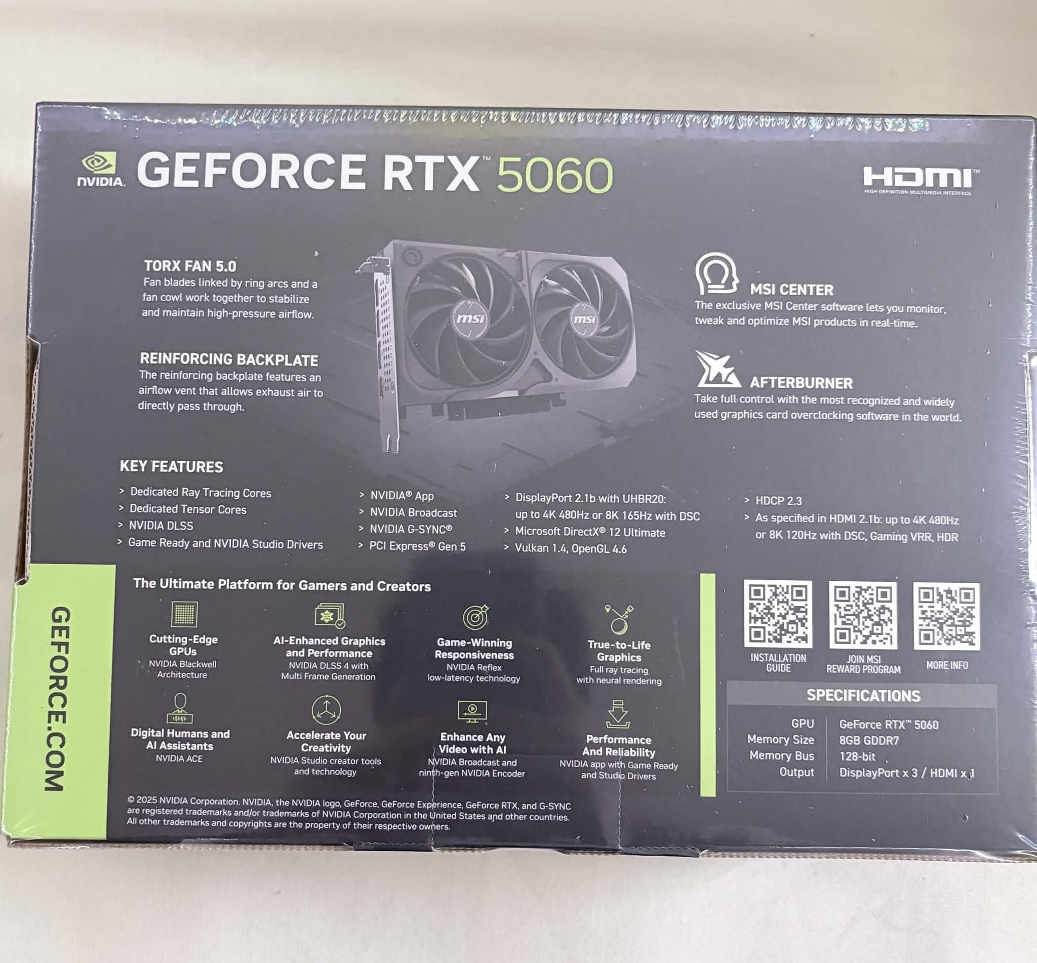 MSI RTX 5060 SHADOW 2X OC Sealed New
