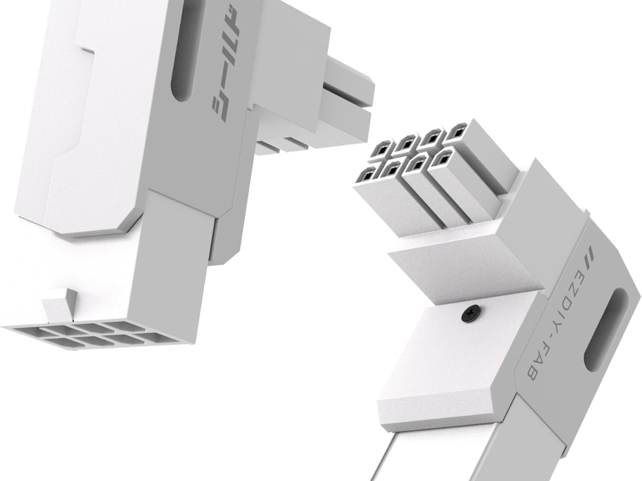 8-Pin PCIe GPU Power Adapter 90-Degree Angled Connector Aluminum White RVS 2 pack