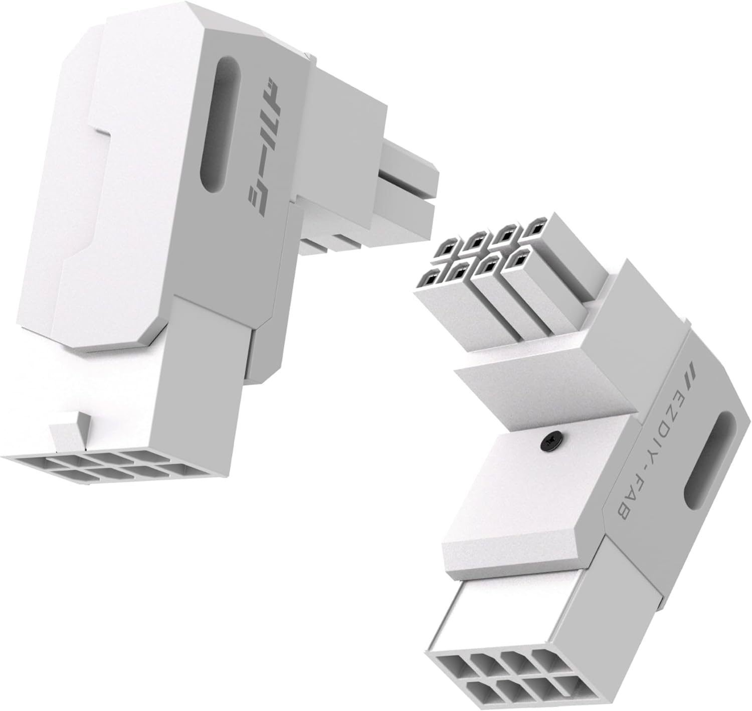 8-Pin PCIe GPU Power Adapter 90-Degree Angled Connector Aluminum White RVS 2 pack