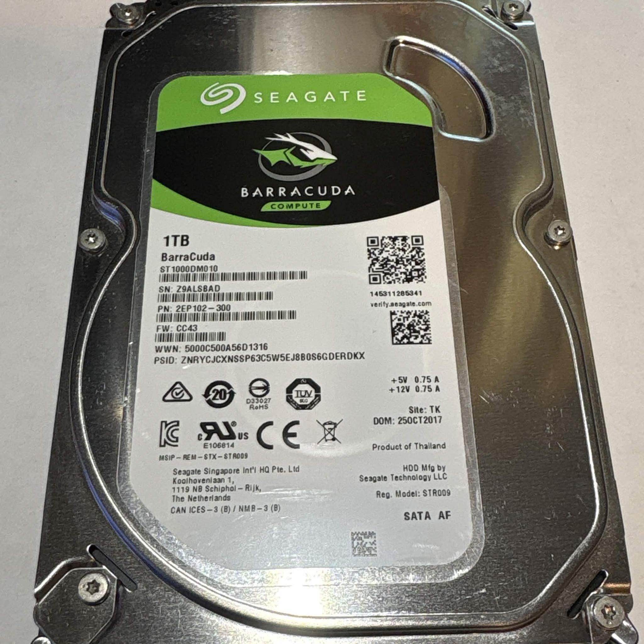 Seagate Barracuda 1TB 7200RPM SATA Hard Drive | Tested & Healthy