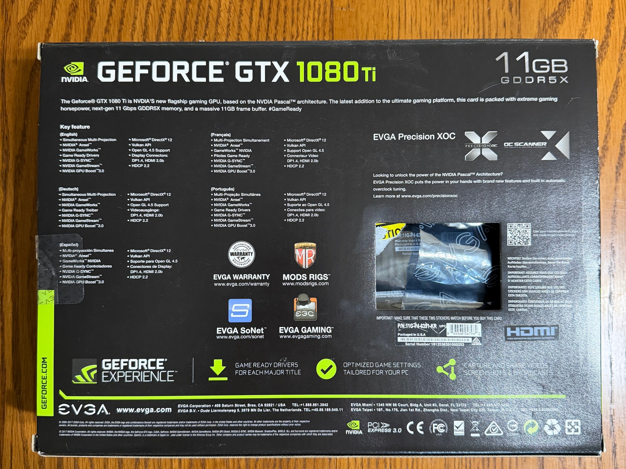 EVGA SC2 GeForce GTX 1080 Ti Complete in Box (CIB)